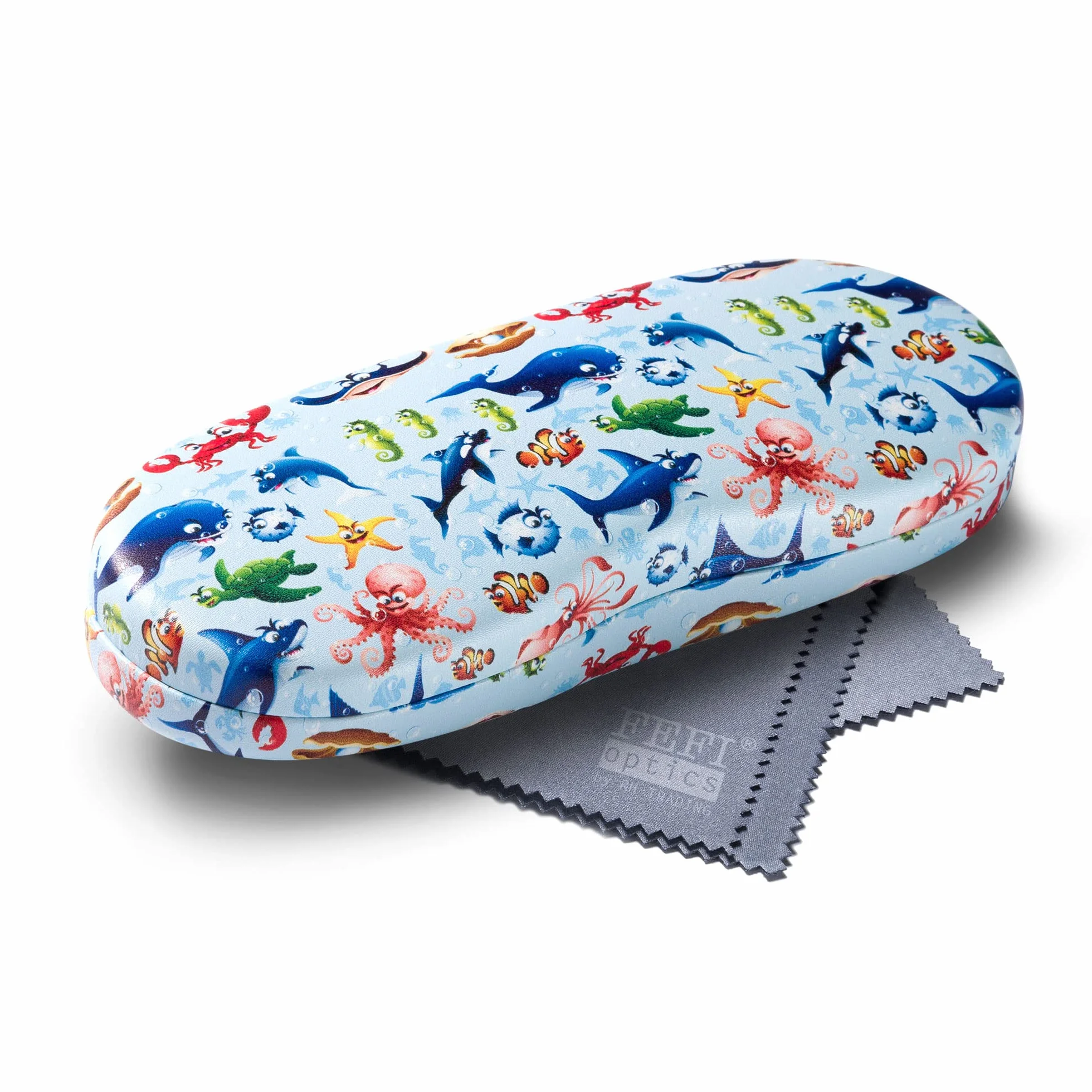 FEFI Dziecięce etui na okulary twarda obudowa zabawnymi motywami ściereczka z mikrofibry morze