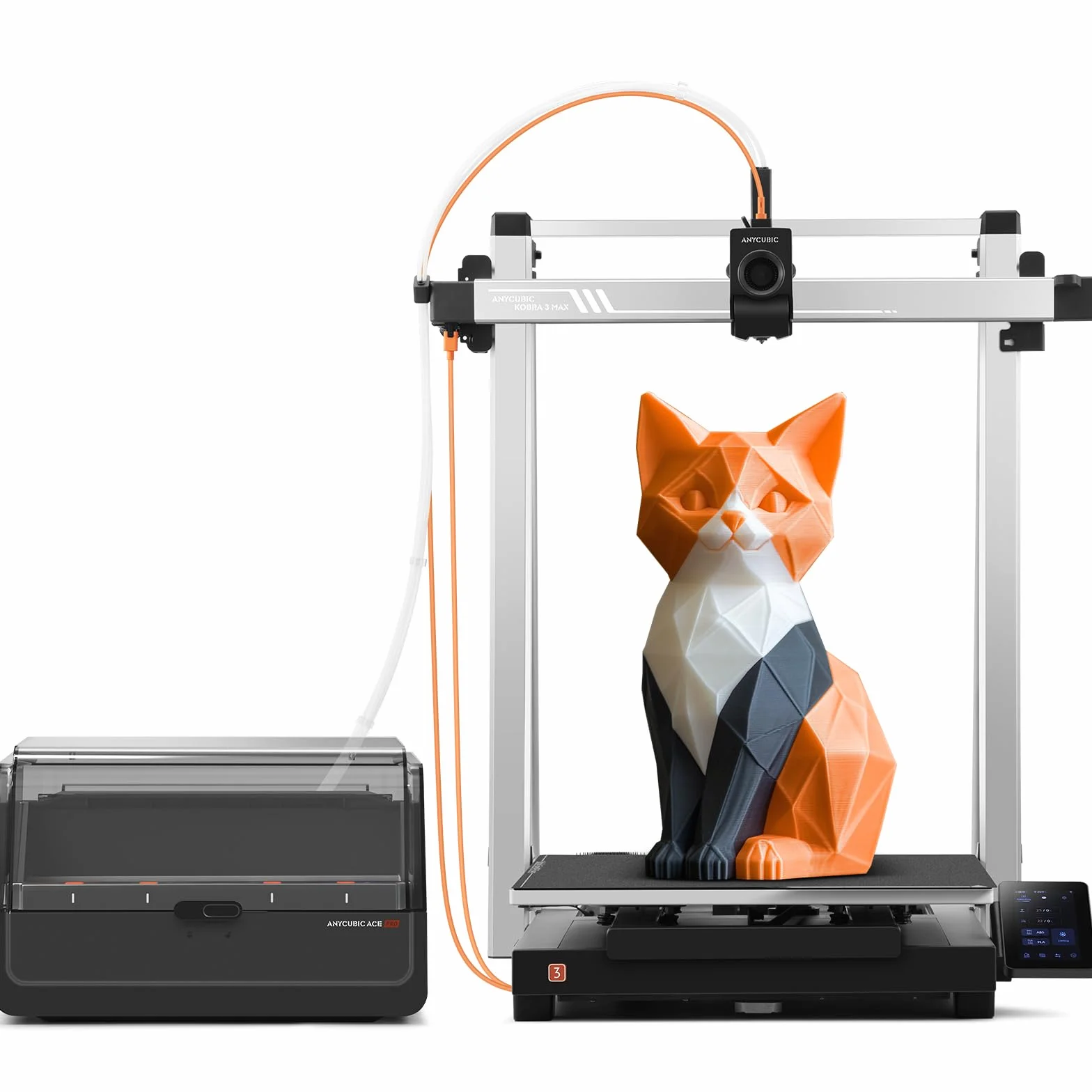 Anycubic Kobra 3 Max Combo drukarka 3D, wielokolorowa, z dyszą 0,4 mm, rozmiar druku 420 x 420 x 500 mm, szybkie drukowanie, szybkie drukowanie, filament suszący podczas druku, stabilna konstrukcja