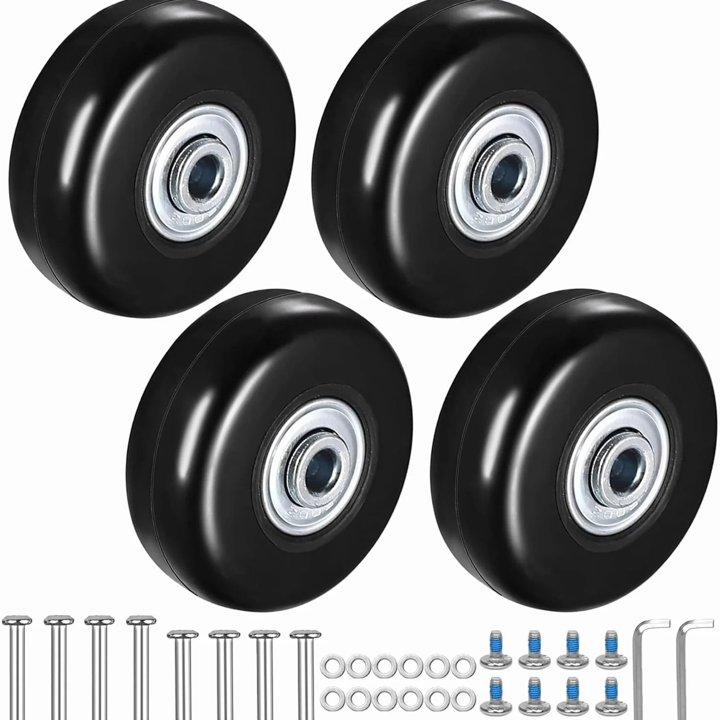 4 sztuki zapasowych kółek do walizki, zapasowe kółka do walizki, 50 x 18 mm, zapasowe kółka do walizki, gumowe kółka zapasowe do walizki, czarny, na co dzień