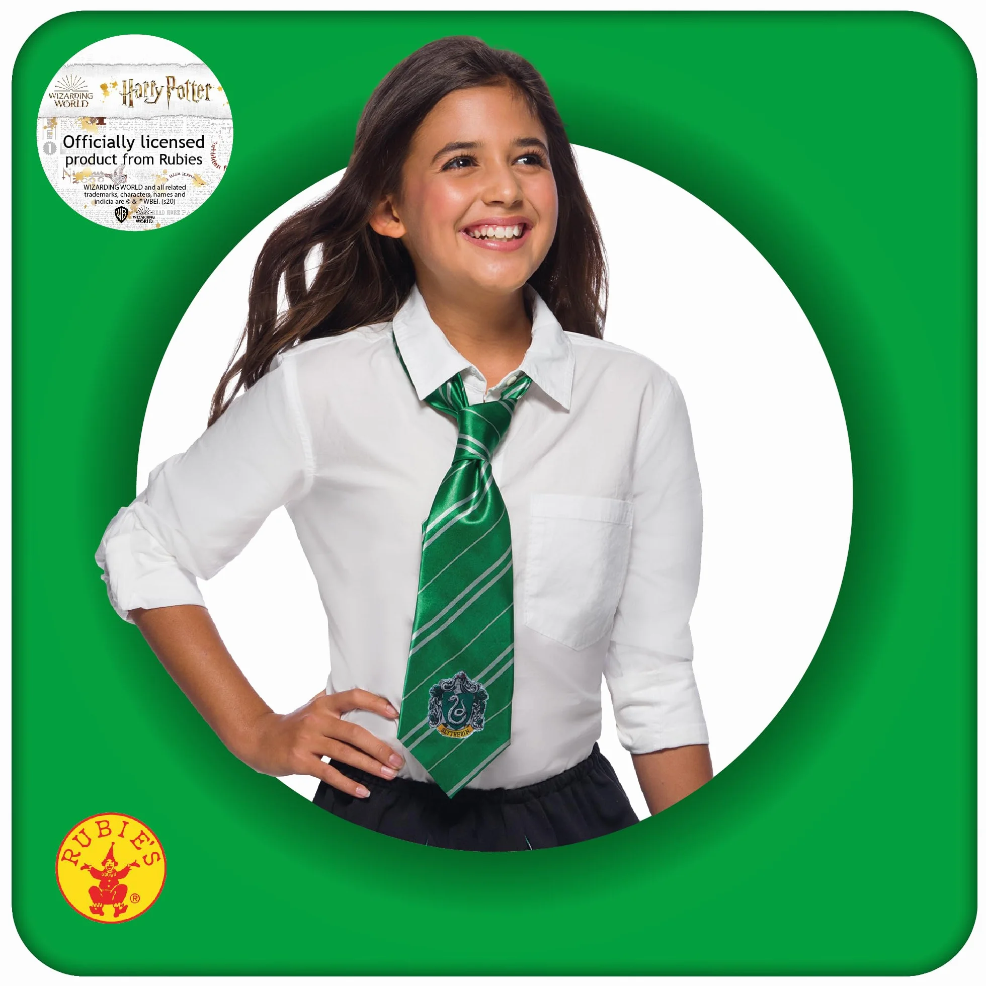 RUBIES Harry Potter Oficjalny krawat slytherinowy, akcesoria do przebrania dzieci, 6 lat, na Halloween