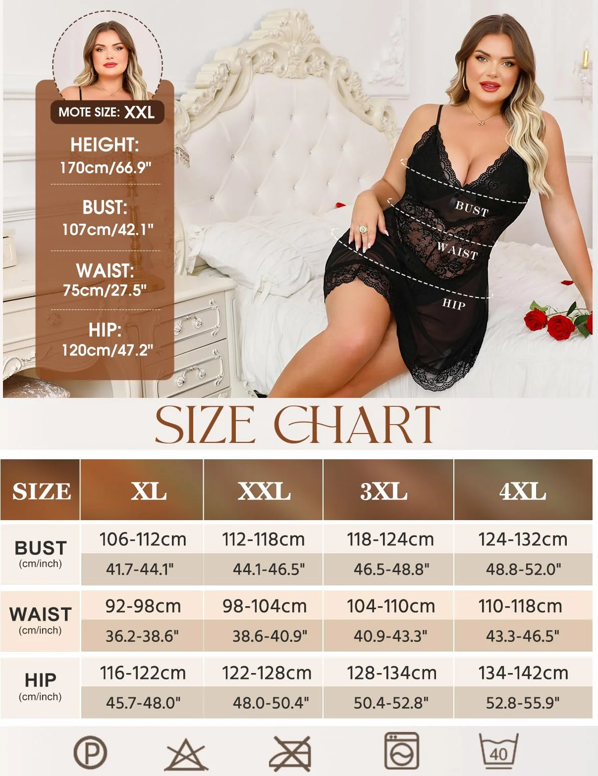Niwicee Babydoll koronkowa koszula nocna z siateczką z dekoltem 2-częściowy zestaw z stringami G-String duży rozmiar