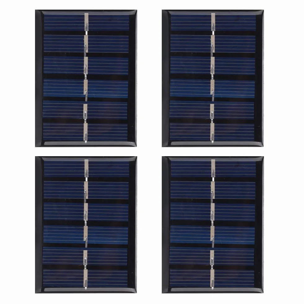 Keenso 4 szt. 3 V, 0,3 W, polikrystaliczny krzem, panel słoneczny, wodoszczelny, "zrób to sam", bezpieczna ładowarka solarna z kablem 65 x 48 mm
