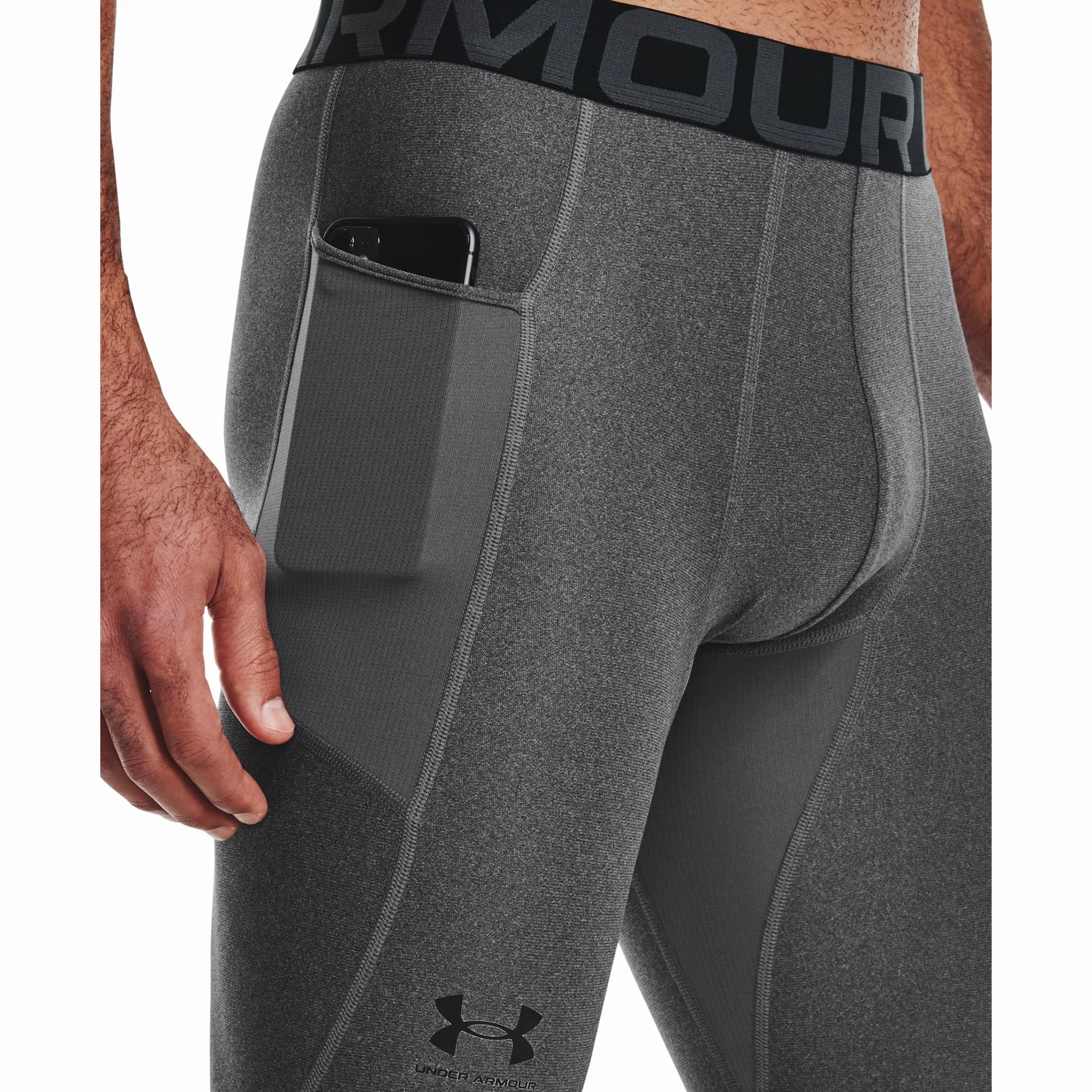 Under Armour Mężczyźni UA HeatGear Legginsy, Carbon Heather/Black, M