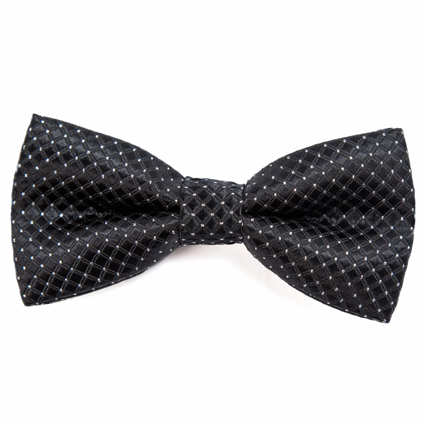 DonDon Elegancka mucha dziecięca chłopięca zawiązana z regulowaną długością paska 9 x 4,5 cm z połyskiem w srebrne kropki