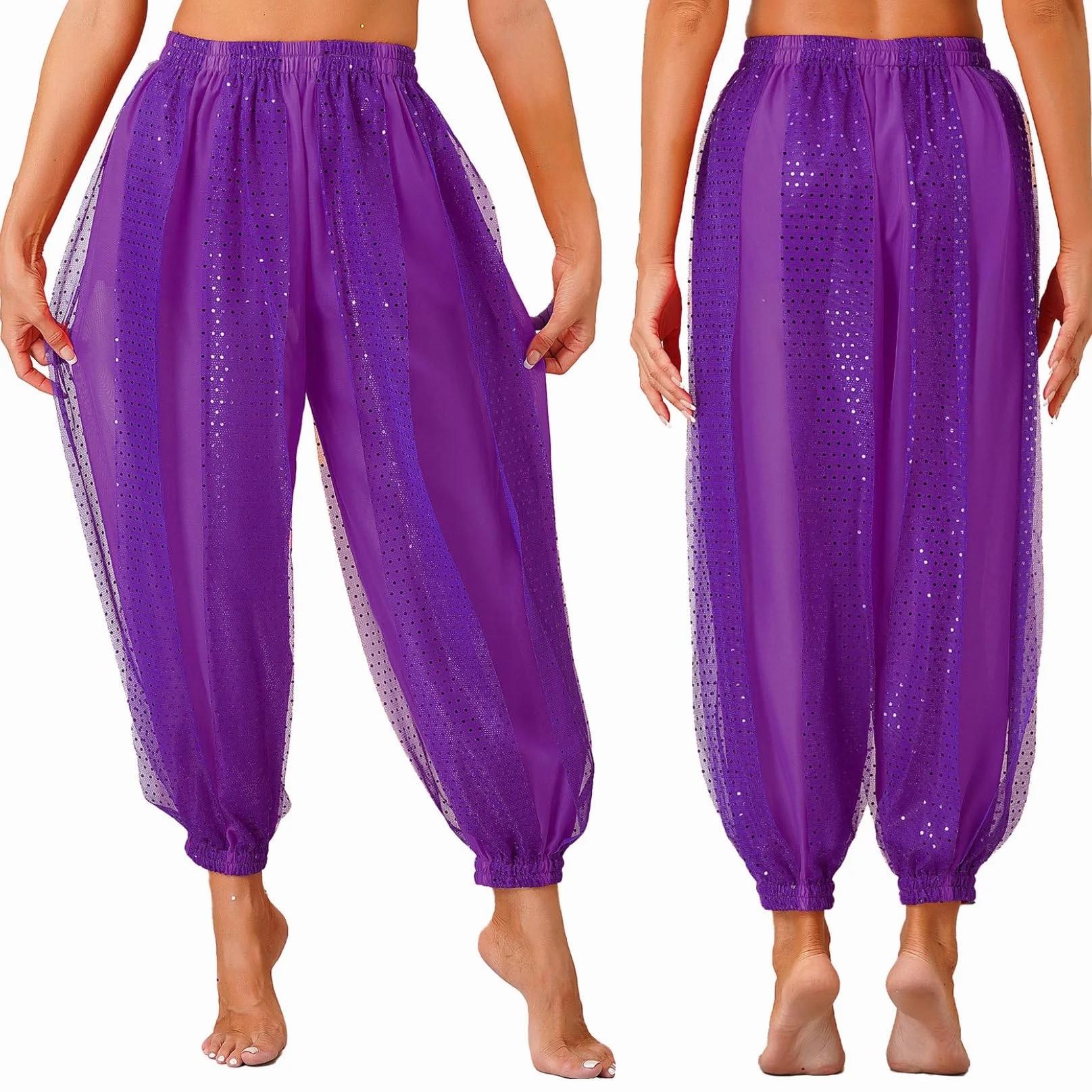 Runhomal Indyjskie spodnie do tańca brzucha damskie spodnie do tańca orientalnego do jogi pilates jazz harem