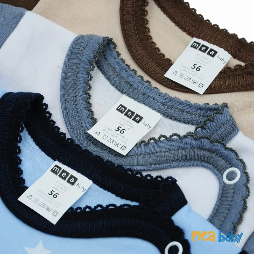 MEA BABY niemowlęce body z długimi rękawami unisex z nadrukiem, opak. 5 szt. Body dla niemowląt dla chłopców Body dla niemowląt dla dziewczynek (62)
