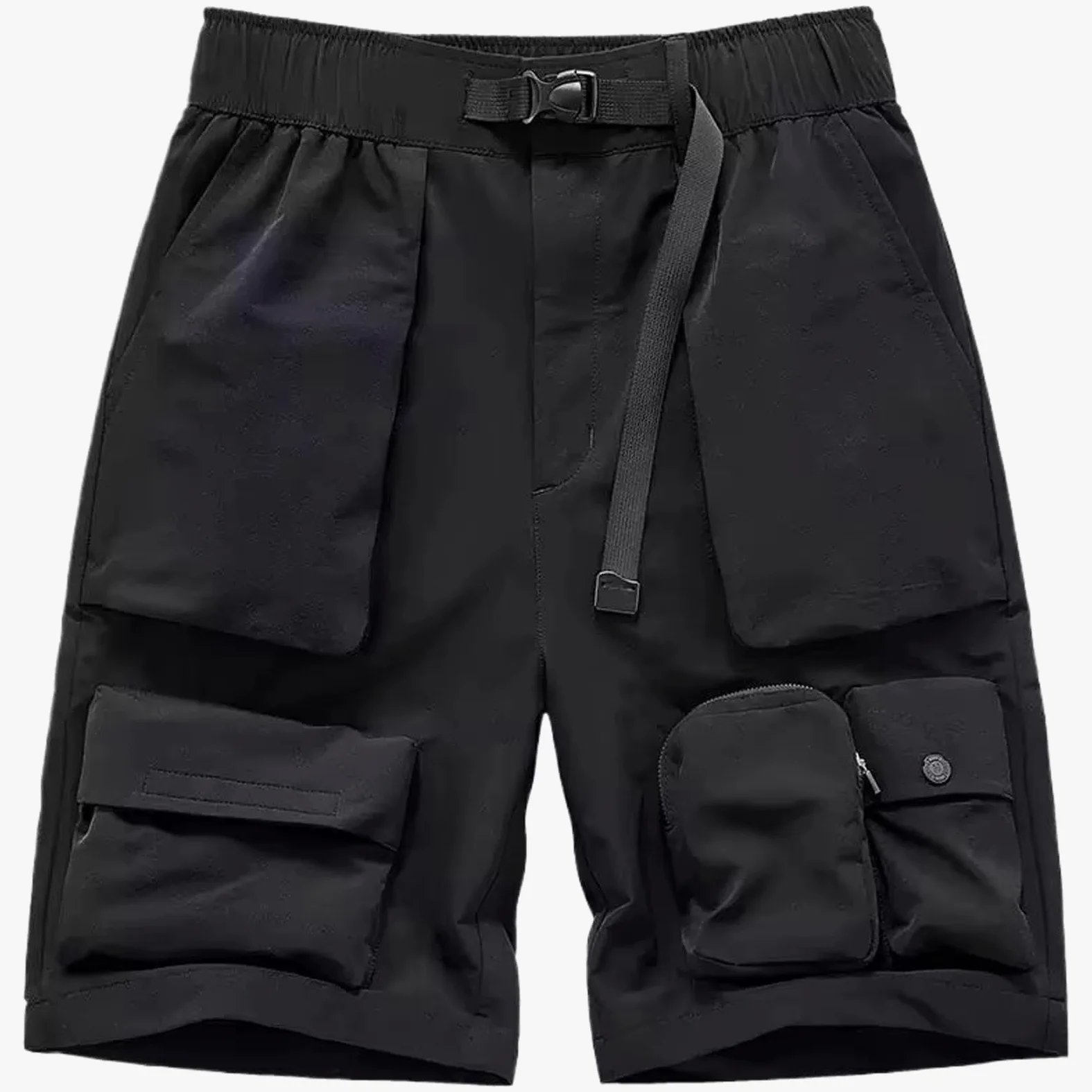 Męskie spodenki taktyczne z wieloma kieszeniami szorty hip-hop streetwear spodnie do kolan czarne