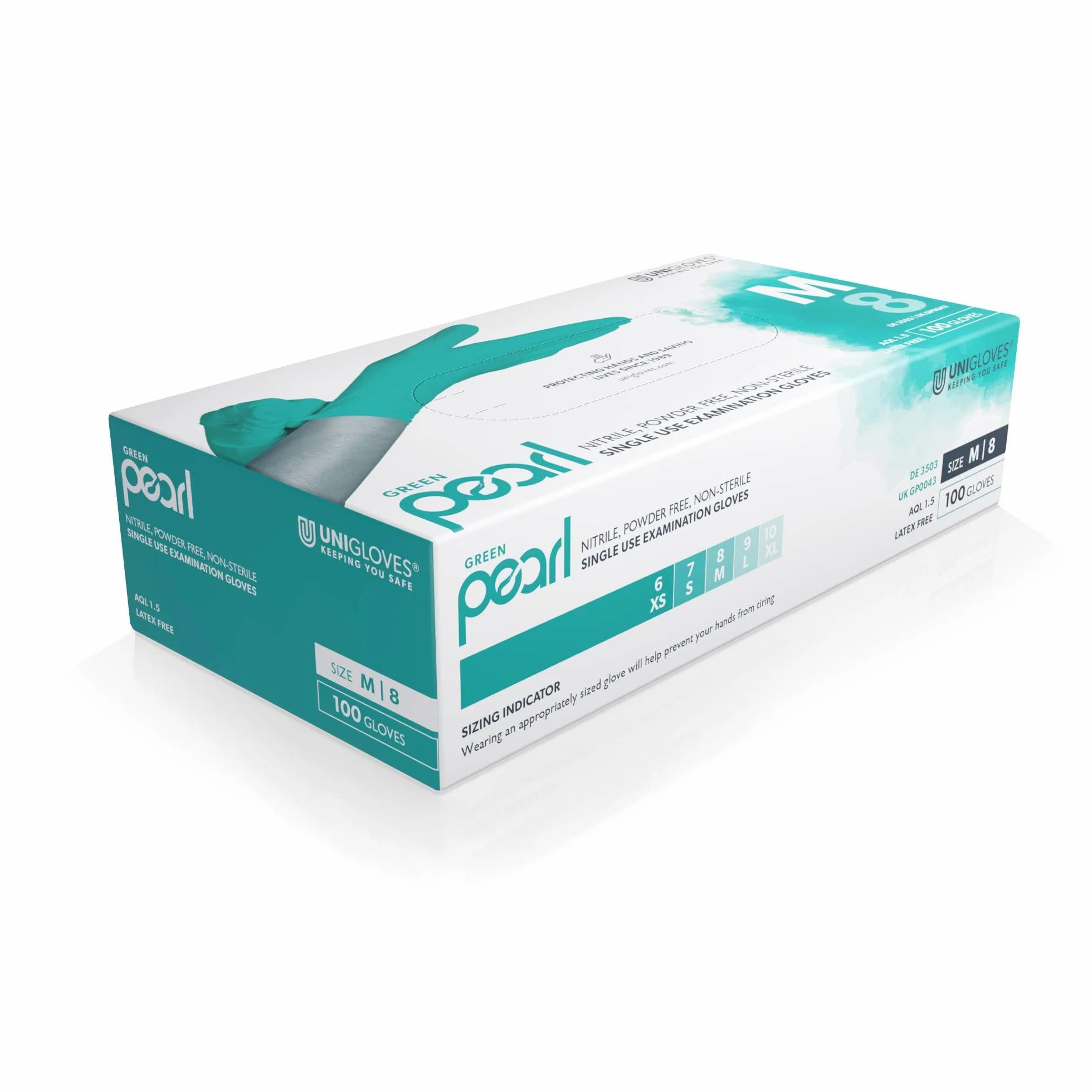 Unigloves Pearl GP0044 Zestaw 100 rękawic nitrylowych Zielone Rozmiar L