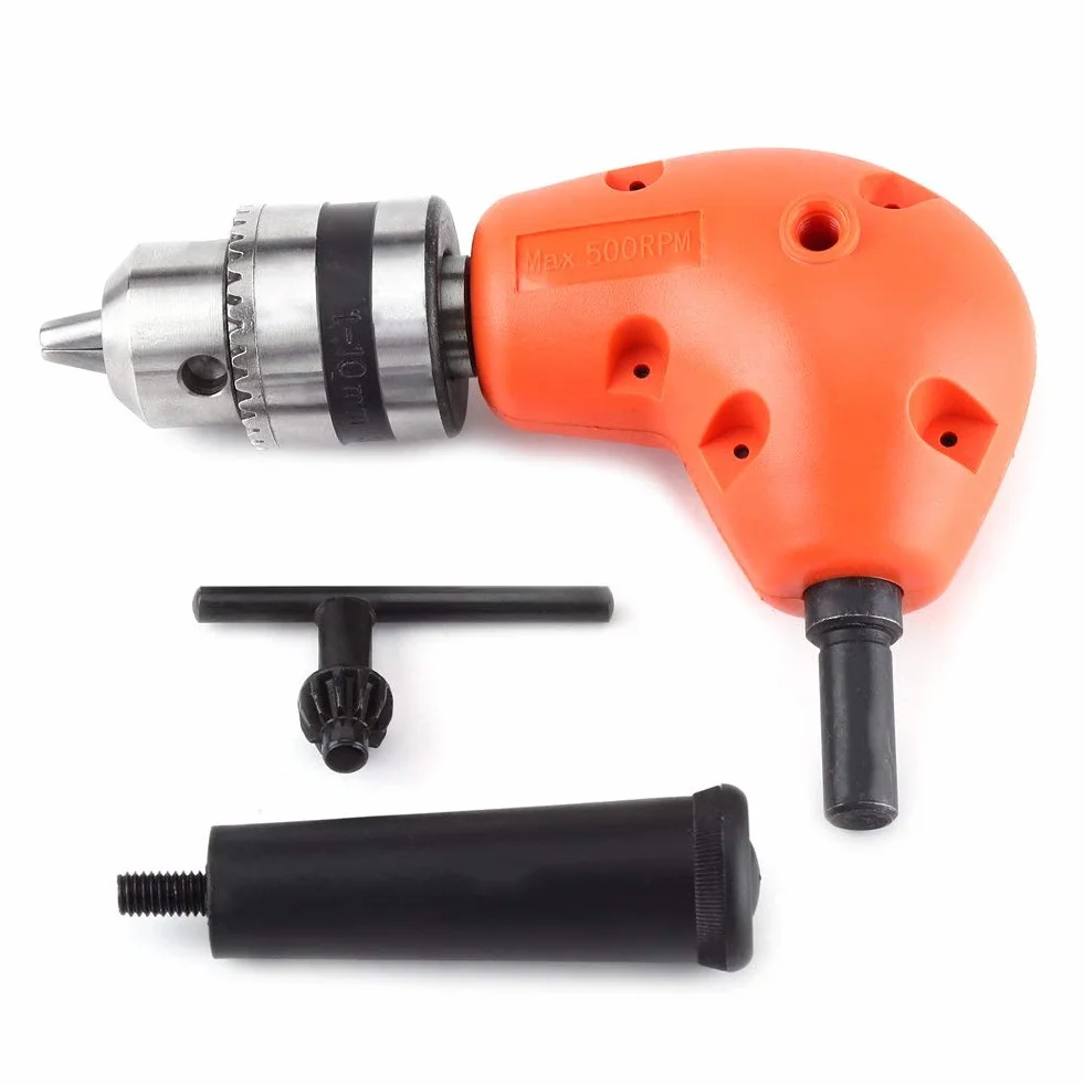 Adapter Wiertarski 90 Stopni Adapter Kątowy 9,5 Mm, Mocowanie Wiertła Kątowego Okrągły Uchwyt Wiertarka Kątowa Uchwyt Mocujący z Kluczem Wiertarskim do Wiertarki Elektrycznej