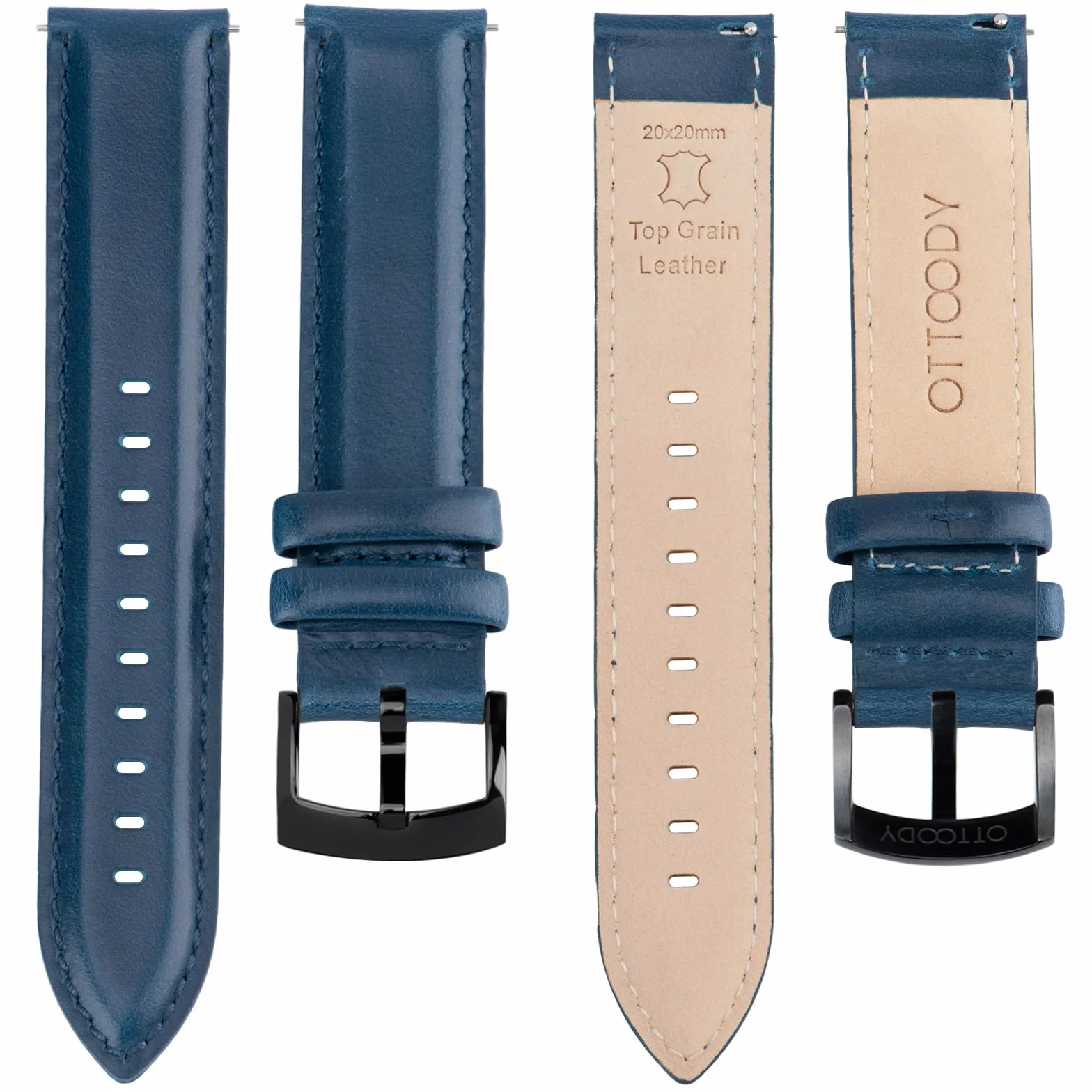 Ottoody Skórzany pasek do zegarka z szybkozłączką, 18, 19, 20, 21, 22 mm, elegancki zamiennik, dla mężczyzn i kobiet, do zegarka i smartwatcha