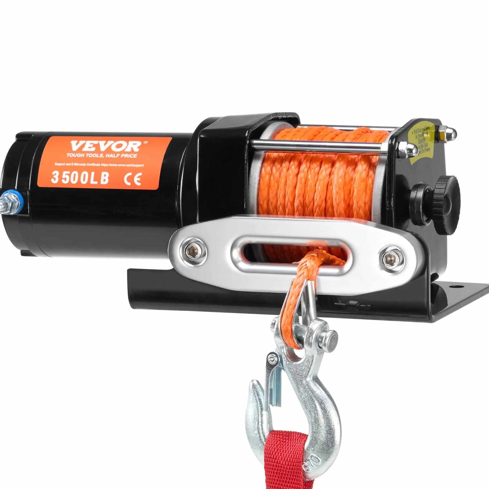 VEVOR Wciągarka elektryczna, zdolność ciągnięcia linii 3500 lbs / 1588 kg wciągarka ATV/UTV 12 V DC Φ0,5 x 1188,7 cm 12 drutów z liną syntetyczną, aluminiowy przewodowy pilot zdalnego sterowania
