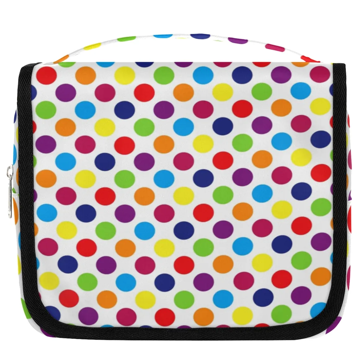 Kolorowa kosmetyczka podróżna w kropki wzór w kropki torba do mycia torebka unisex wiszące przybory toaletowe organizer na kosmetyki, wielobarwny, Jeden rozmiar