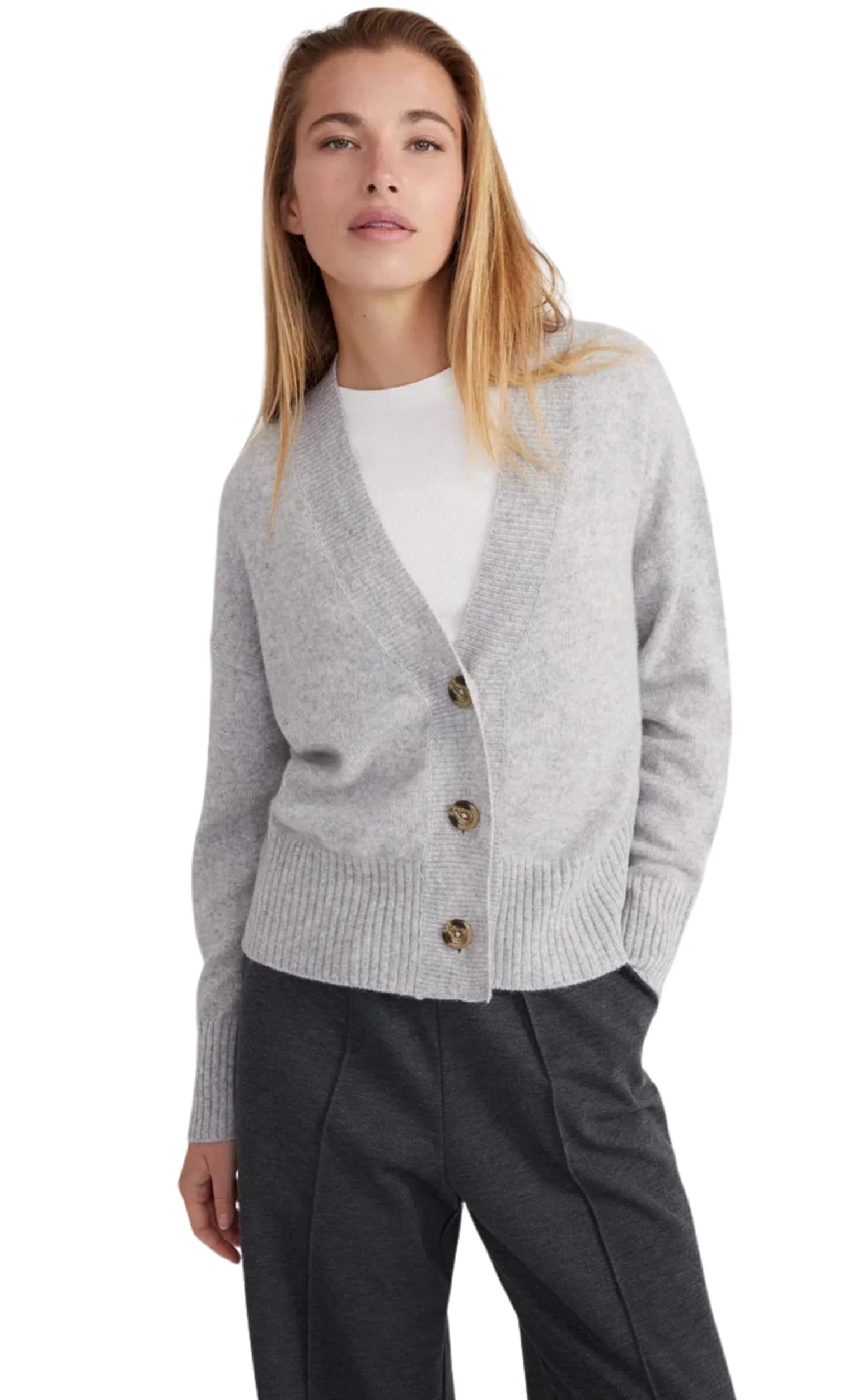 Style & Republic Damski kardigan kaszmirowy z dekoltem w serek, w 100% z kaszmiru – Twój przytulny kardigan premium z długim rękawem na stylowe chwile jesienne i zimowe