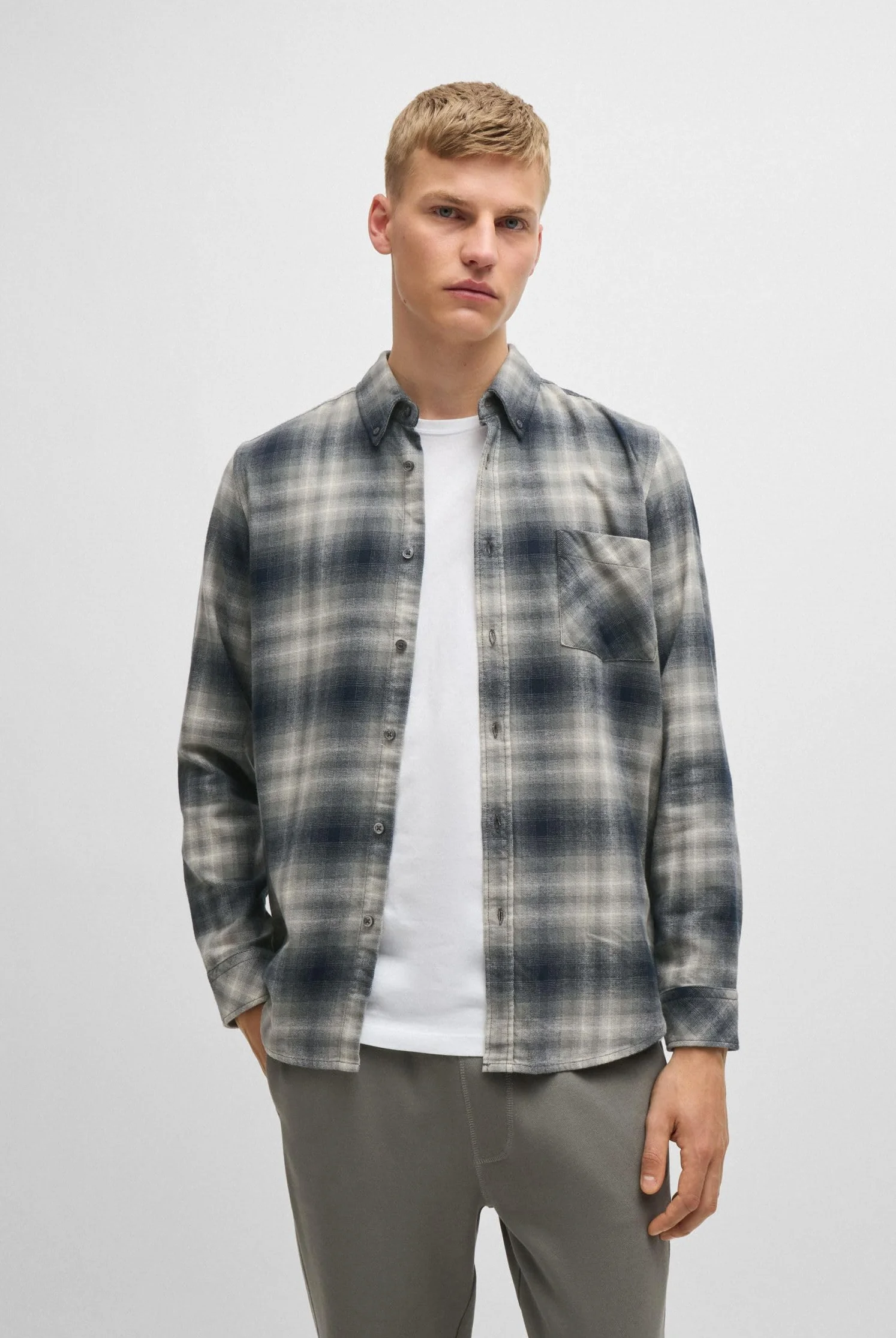 BOSS Męski Rickert_M, Open Grey76, S, Otwarty szary 76, S