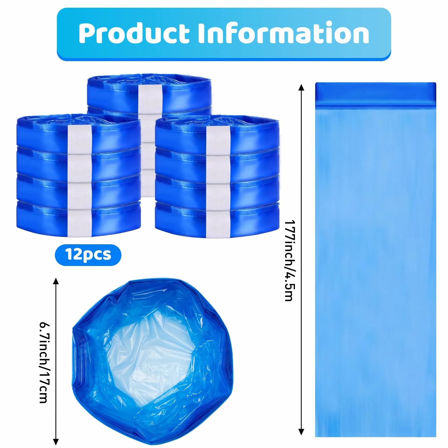 Nappy Bin Refill Bags, zestaw 12 pojemników na pieluchy, pojemniki na pieluchy, 12 sztuk folii uzupełniającej, wiaderko na pieluchy, folia uzupełniająca, kompatybilne z Angelcare, ośmiokątne
