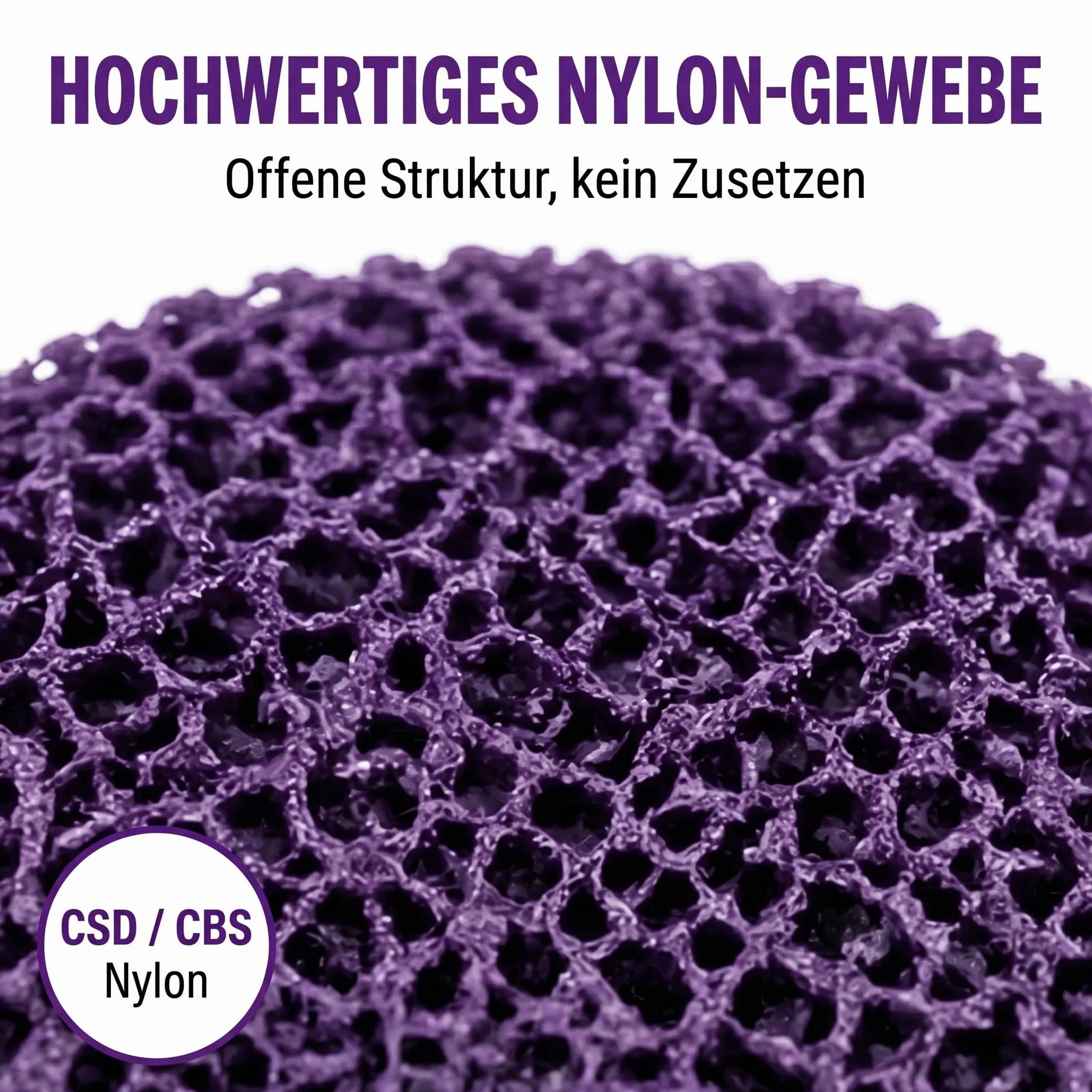 Woltersberger® 5 sztuk dużych tarcz czyszczących o średnicy 125 mm CSD włóknina do czyszczenia CBS nylon liliowy | purpurowy do szlifierek kątowych