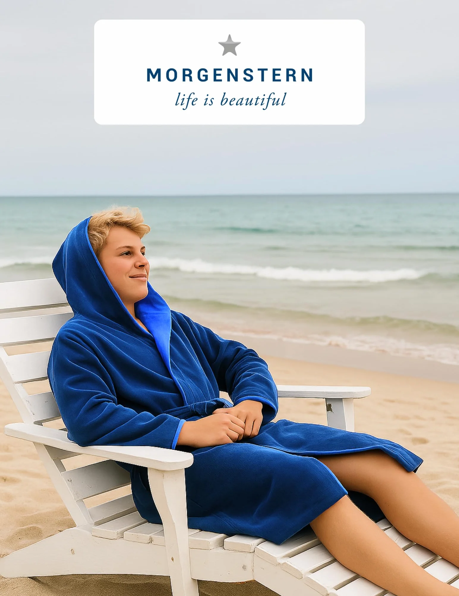 Morgenstern Płaszcz kąpielowy dla dzieci i nastolatków z kapturem z bawełny