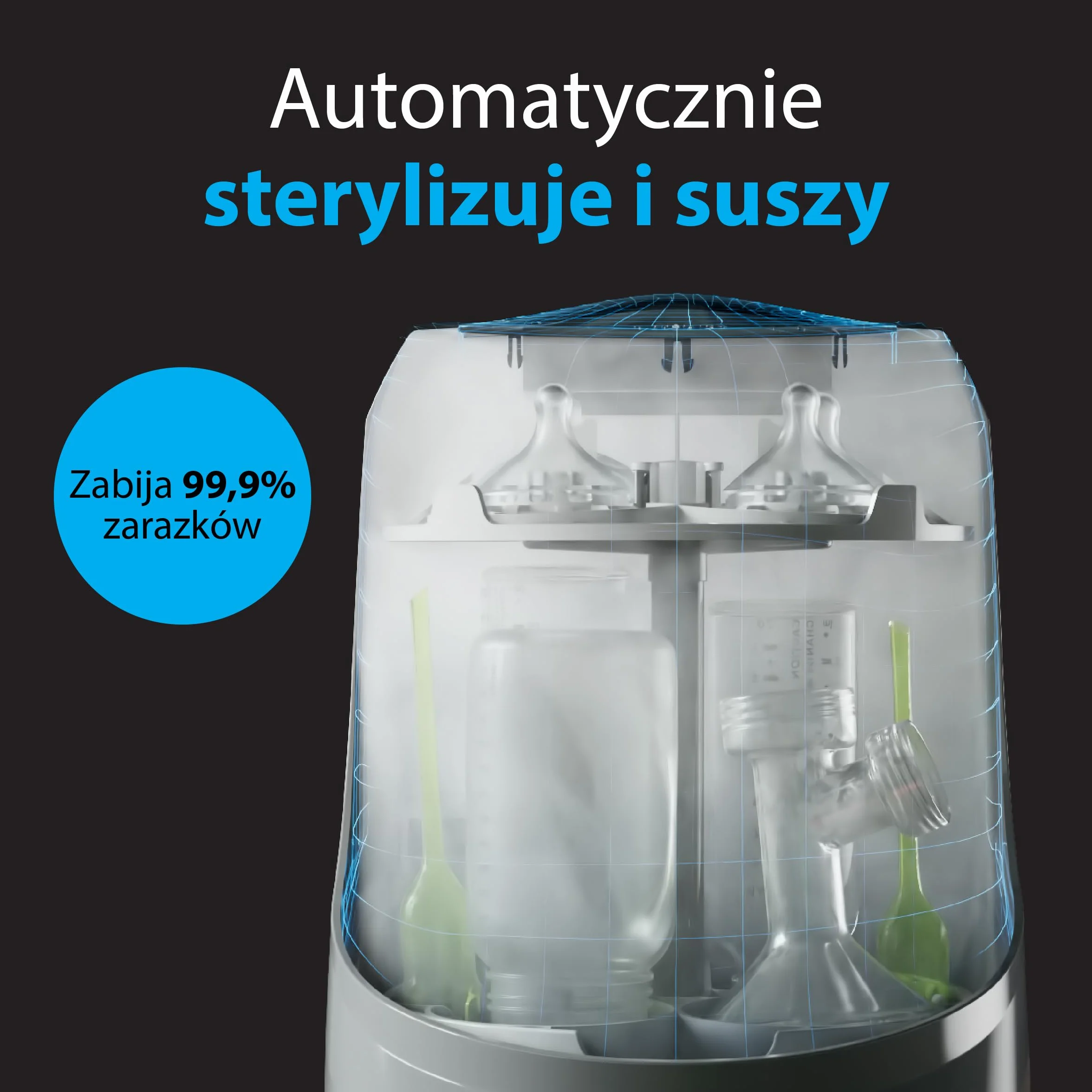 Baby Brezza Myjka do butelek Pro – środek do czyszczenia butelek dla niemowląt 3 w 1; mycie, sterylizacja, suszenie – uniwersalne czyszczenie wszystkich butelek: tworzywo sztuczne + szkło + smoczek