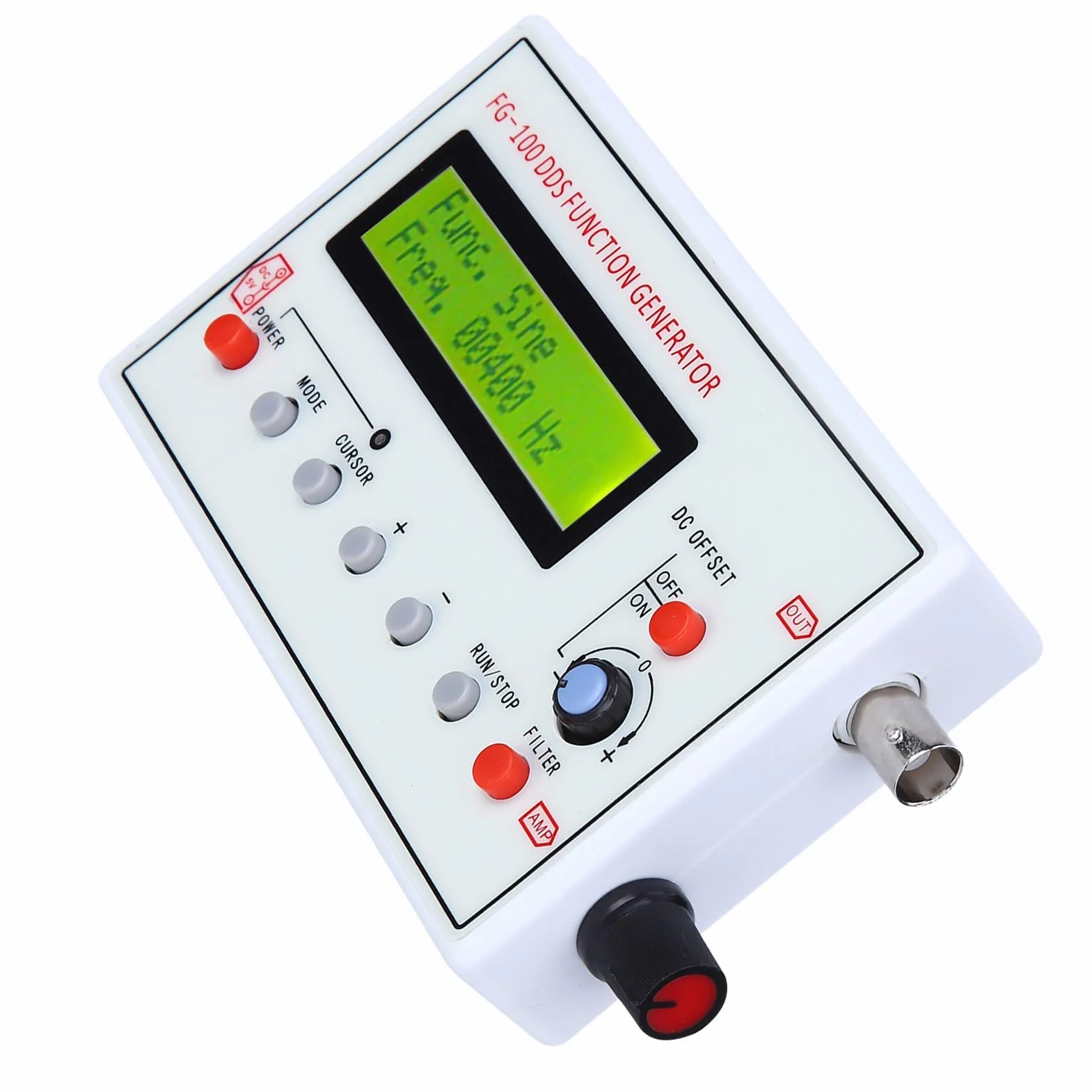 Generator Funkcji DDS, Sinusoida o Wysokiej Precyzji z Filtrem, 1 Hz–500 KHz, Licznik źródła Sygnału z Adapterem DC 5 V, do Kalibracji Oscyloskopu