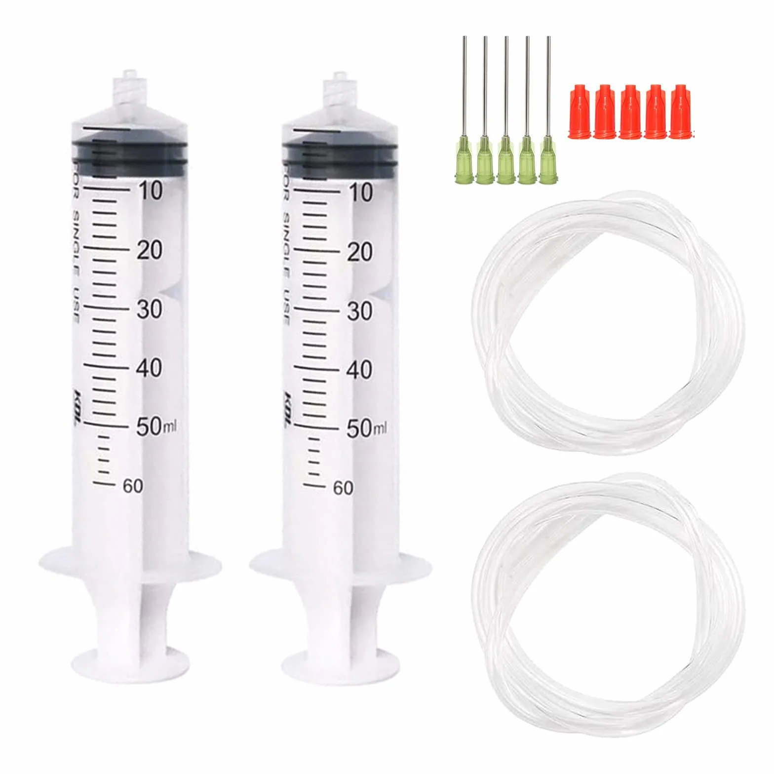 14 sztuk - 50 ml Syringes with 14ga Blunt Tip Needles With Syringe Caps and Transparent Tube for Refilling and Measuring Liquids, Oil or Glue Applicator
