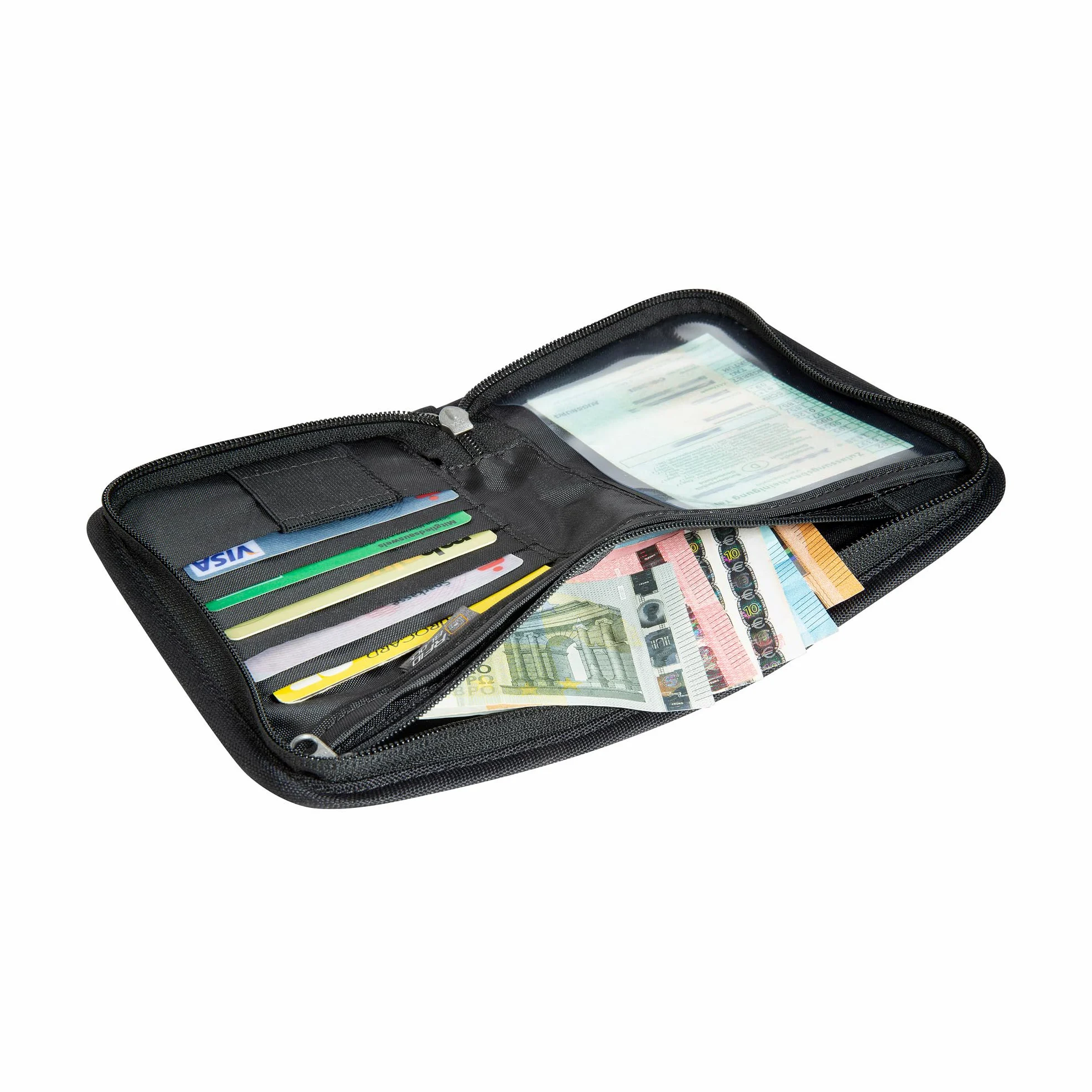 Tatonka Travel Zip M RFID Block - Reisebörse/Reisepasshülle RFID-Blocker - Certyfikat TÜV - Bietet Platz für Reisepass, Kreditkarten und Reisedokumente, Czarny, 17 x 12 x 3 cm, Portfel z blokadą RFID