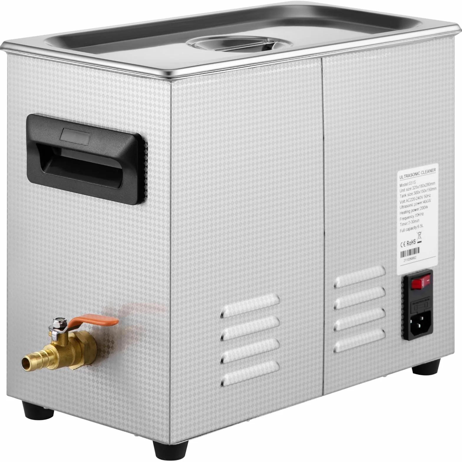 VEVOR Ulepszona myjka ultradźwiękowa 6 l (ogrzewanie 200 W, ultradźwięki 180 W), profesjonalne, cyfrowe laboratoryjne, ultradźwiękowe urządzenie do czyszczenia części z timerem ogrzewania, do