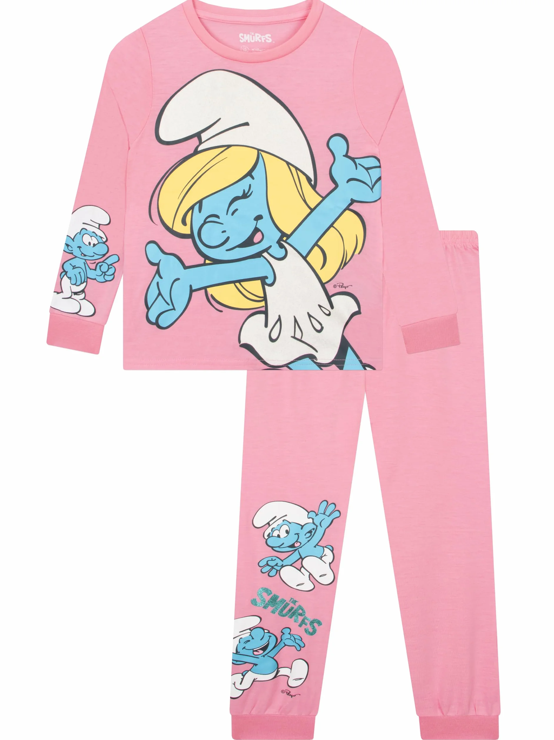 The Smurfs Piżama Dziewczęca, Dziecięca Piżama Ze Smerfetką Z Długim Rękawem, Zestaw Piżam Dla Dziewczynek Ze Smerfetką