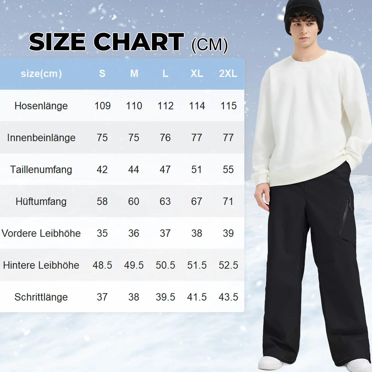 HOUZONIY Męskie spodnie śniegowe, zimowe, wodoszczelne, spodnie snowboardowe, spodnie ogrodniczki, ciepłe spodnie outdoorowe, spodnie narciarskie dla mężczyzn