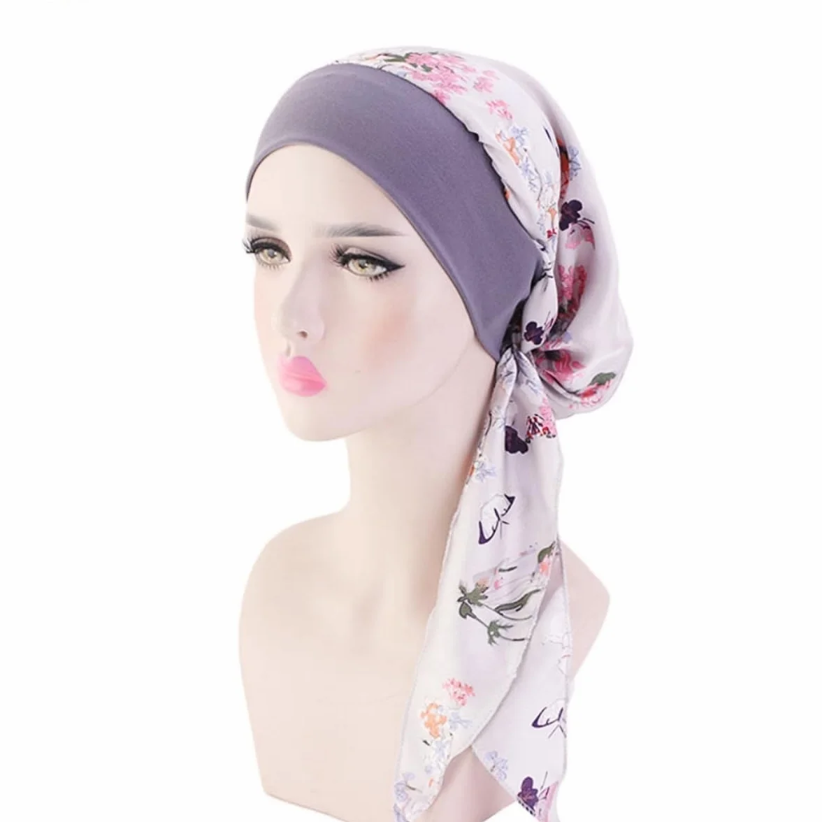 Chemioterapia Turban dla kobiet,Elegancki Lato Kapelusz Chemo,Szyfonowa opaska na głowę do wypadania włosów,Rak,Chemioterapia(fioletowy), Fioletowy, XL