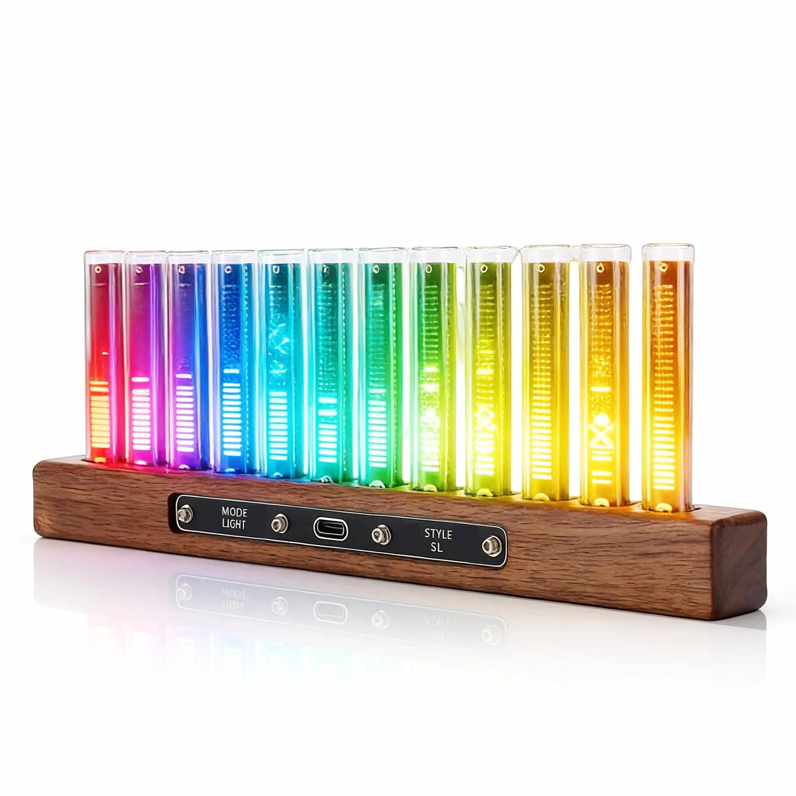 Wyświetlacz LED Widma Muzycznego, Bezprzewodowy Analizator Dźwięku z 12 Lampami do Pomiaru Rytmu, regulacją Czułości AGC i Oświetleniem Otoczenia RGB