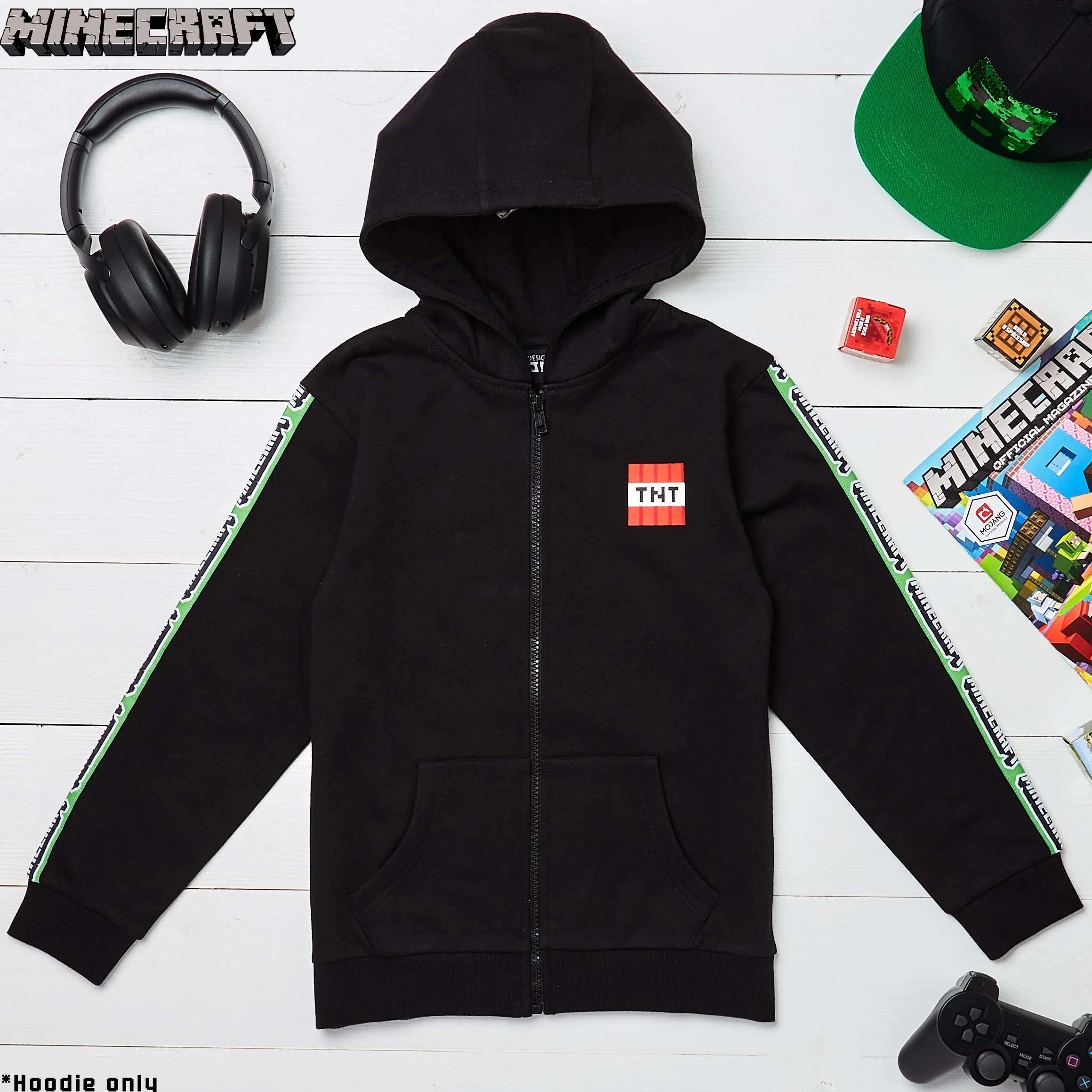 Minecraft Bluza z kapturem dla chłopców z zamkiem błyskawicznym, długi rękaw, prezent dla graczy 5-14 lat