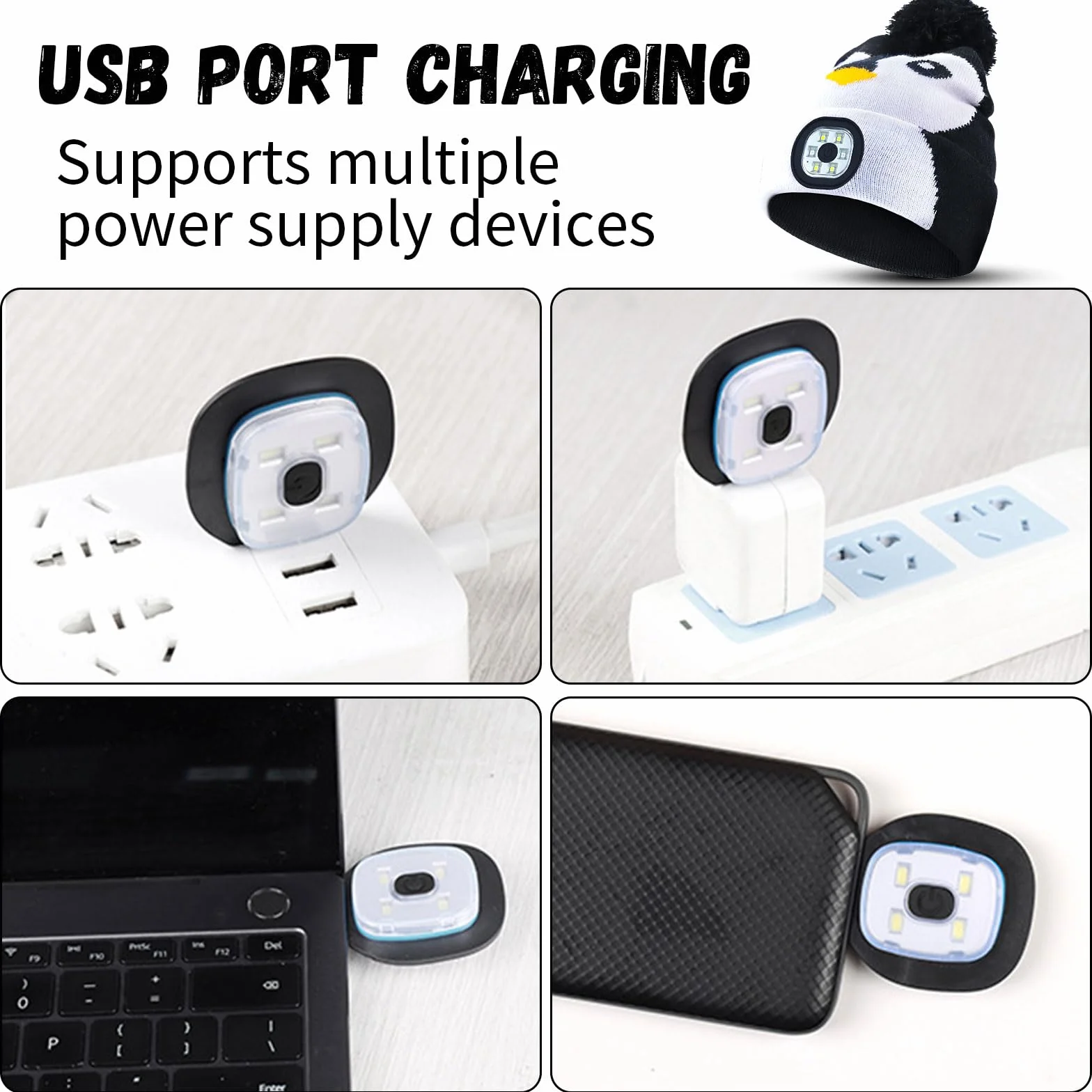 Dziecięca czapka zimowa, czapka zimowa, czapka LED, ładowana przez USB, ocieplacz na zimę, pomysł na prezent na Boże Narodzenie, dla chłopców i dziewczynek, czapka z dzianiny
