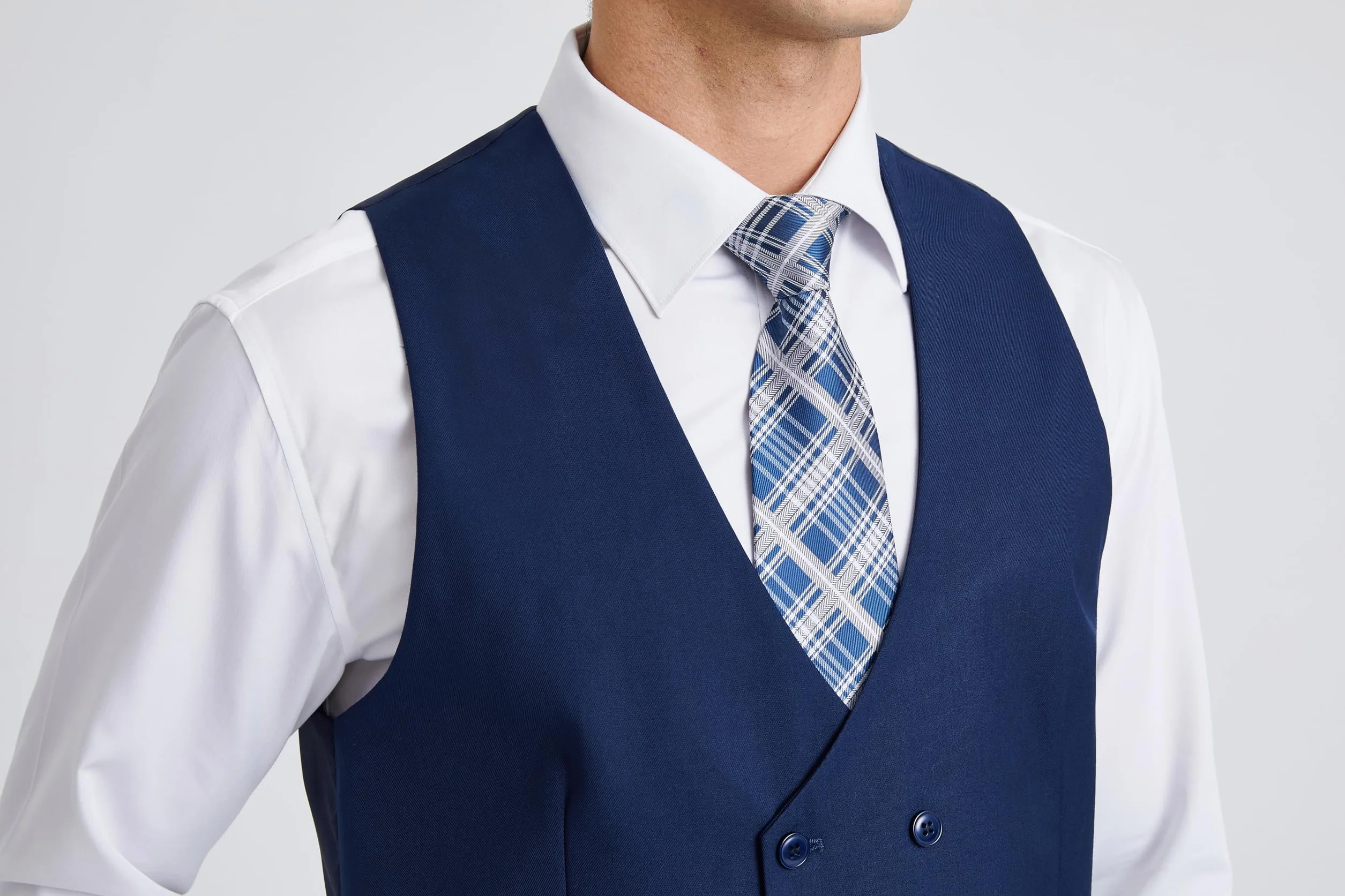 Enlision Męska dwurzędowa kamizelka z dekoltem w serek slim fit formalna biznesowa
