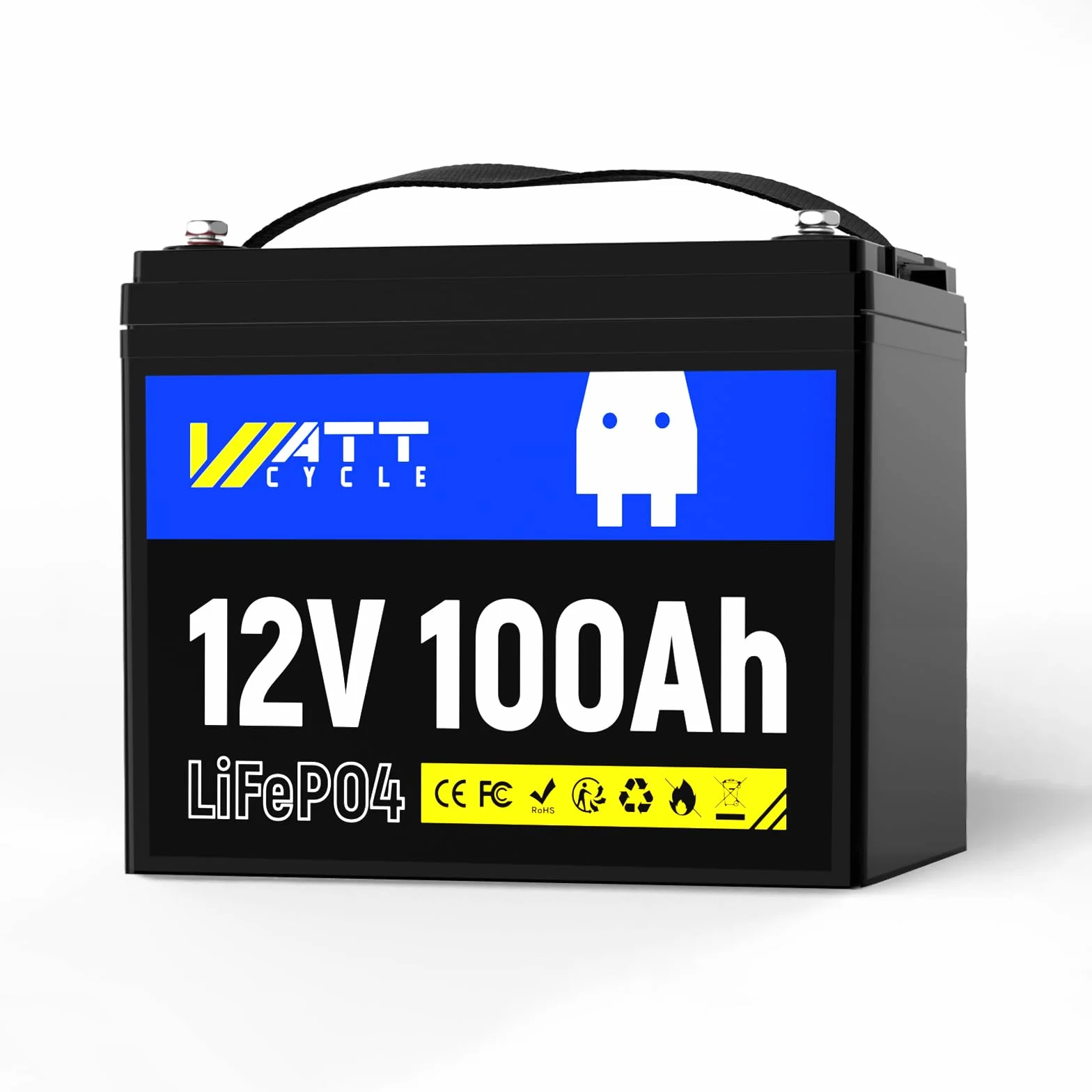 Wattcycle 12V 100Ah LiFePO4 Akumulator Litowy z Ogniwami EV-Grade A+, BMS 100A i Ochroną Niskiej Temperatury, Do 15000 Cykli, Idealny Do Kamperów, Systemów Solarnych, Off-Grid