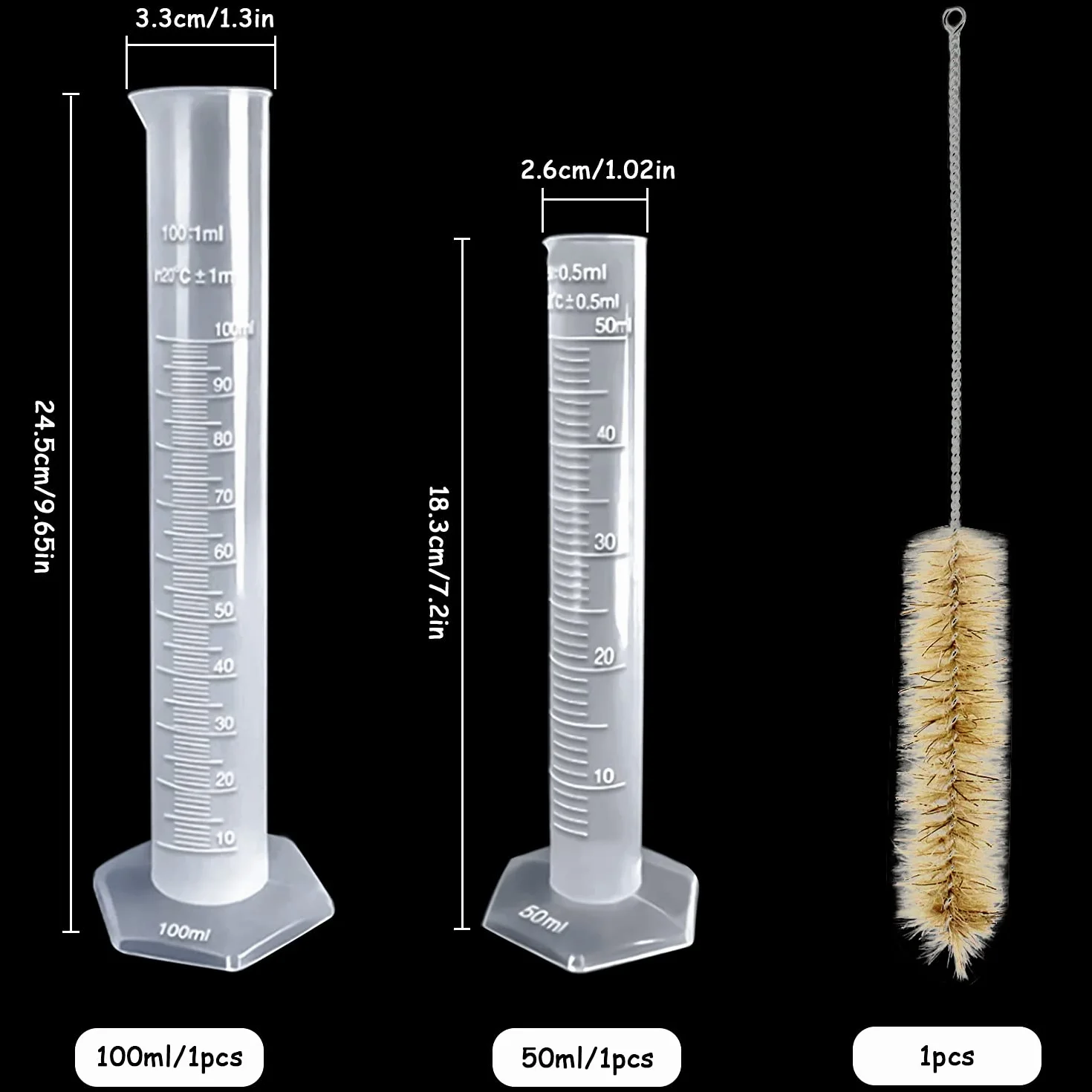 Cylinder pomiarowy z tworzywa sztucznego 50 ml 100 ml 2 szt. przezroczysty z podziałką