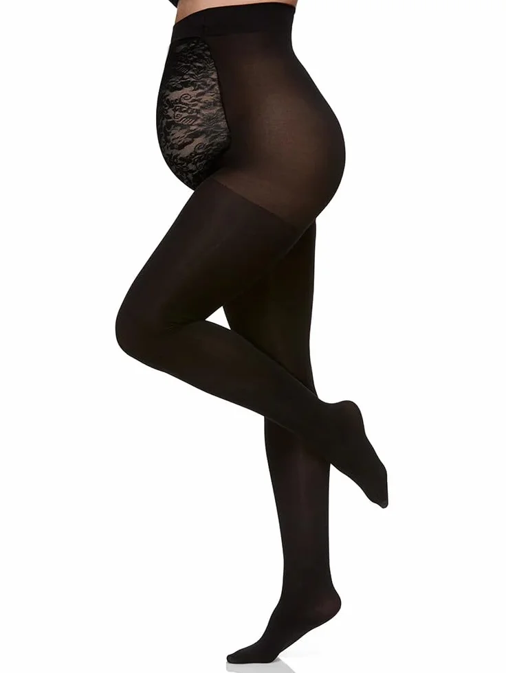 Berkshire Women's Maternity Opaque Pantyhose Sandalfoot 5701 czarny