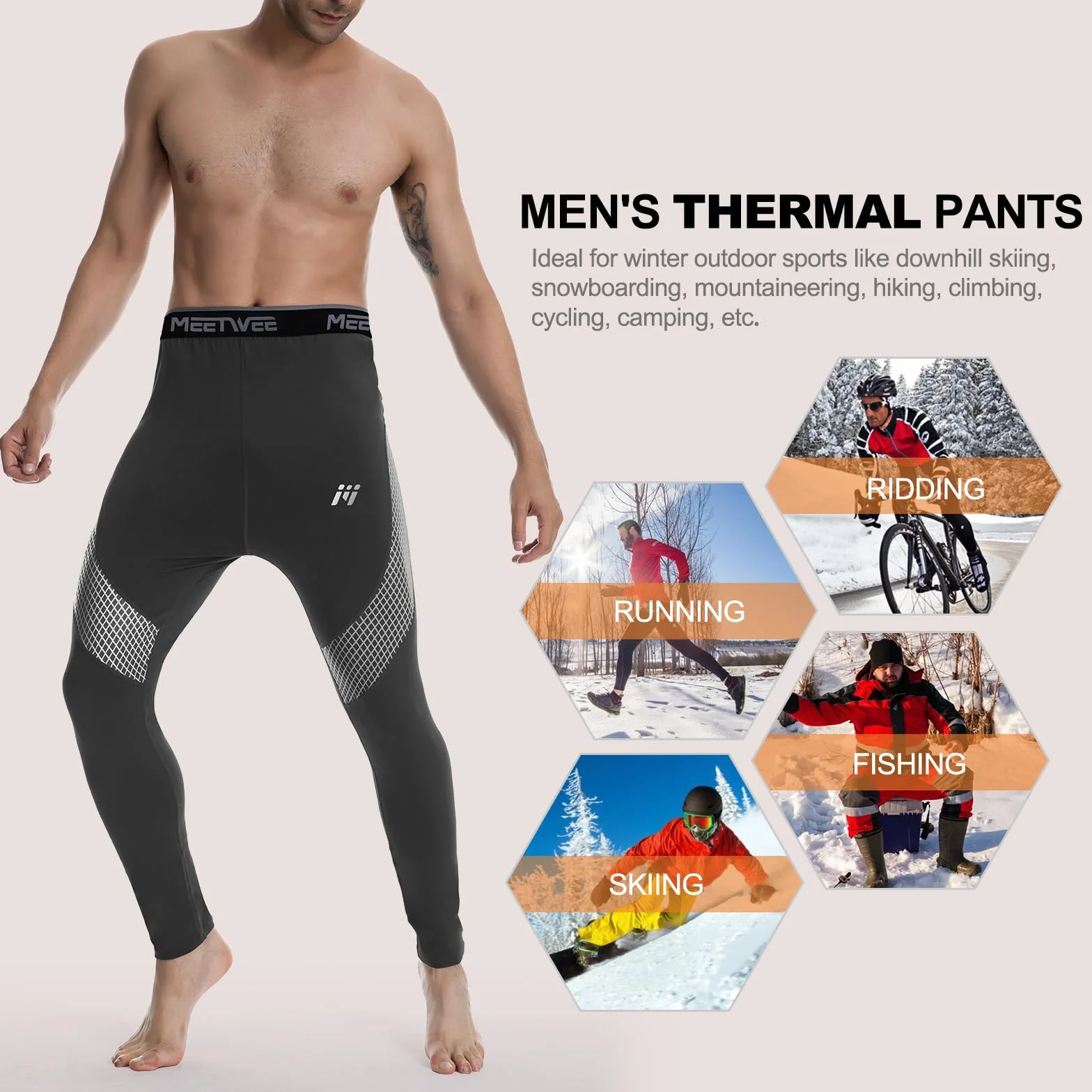 MEETWEE spodnie kompresyjne męskie sportowe legginsy - Legginsy Mężczyźni