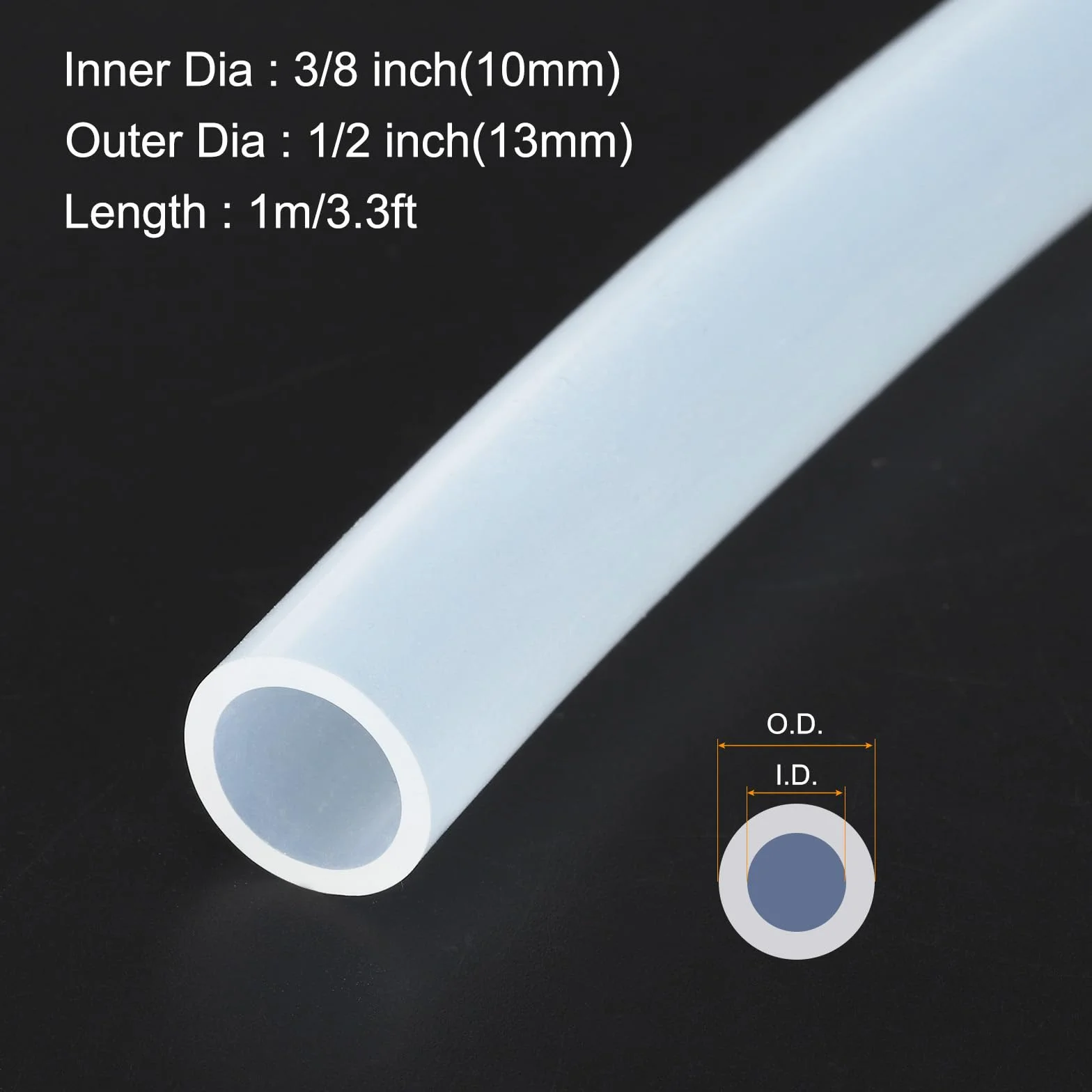 1 m (3 stopy) rurki silikonowe 10 mm ID 13 mm OD przezroczyste przemysłowe plastikowe rurki z czystego silikonu do pompy zasysania drenażu nawadniania warzenia, 3/20.3 cm x 1/5.1 cm