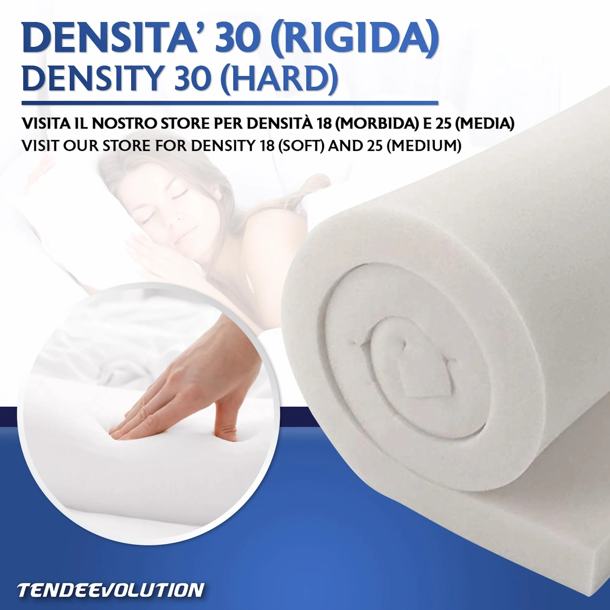 TENDEEVOLUTION Pianka Tapicerska o Gęstości 18, 25 i 30, Grubość od 1 do 10 cm. Płyta 200x100 cm z Pianki Poliuretanowej do Poduszek i Kanap (Gęstość 30, Grubość 3 cm)