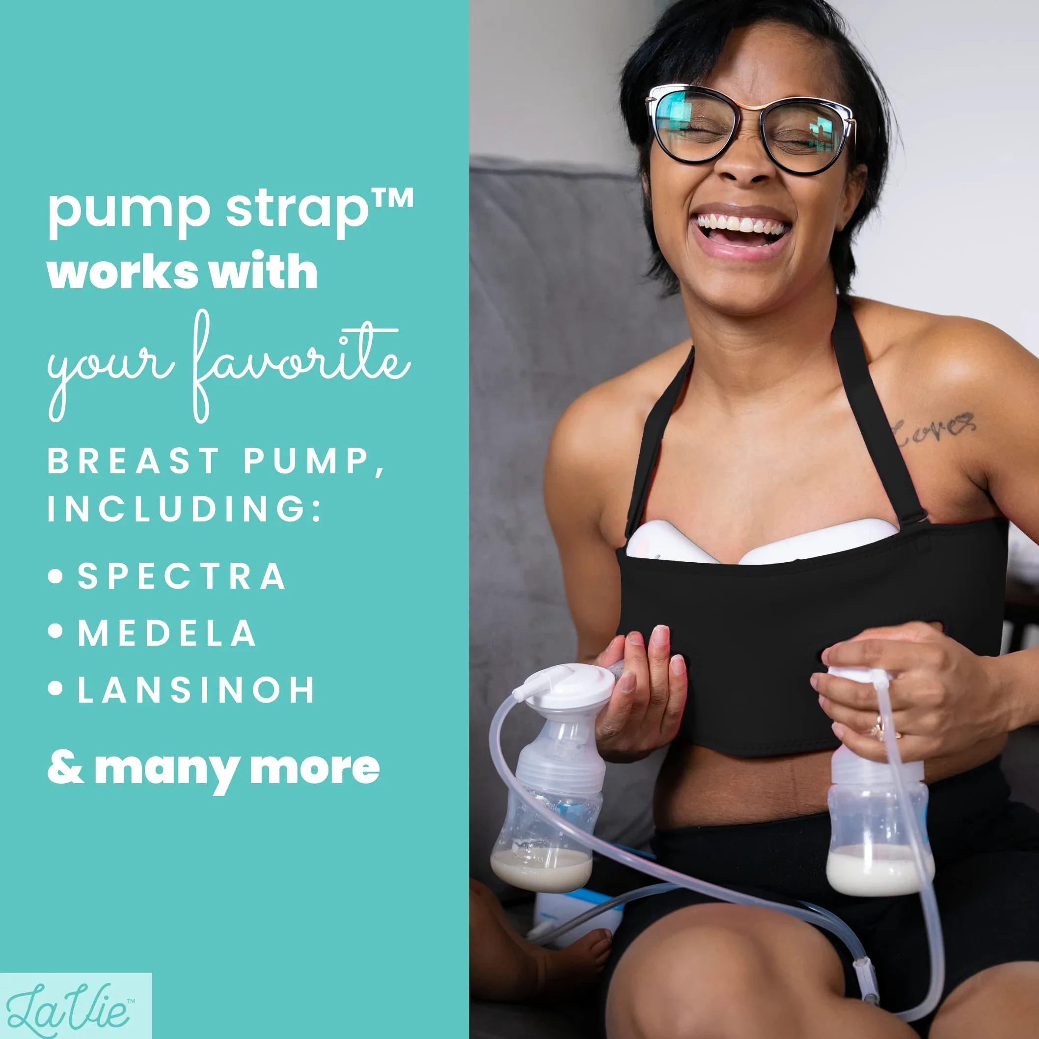 LaVie Stanik Kobiety Pump Strap Hands Free Pumping Bra | Strapless, Wireless, Adjustable | Maternity Bra For Multitasking And Compression