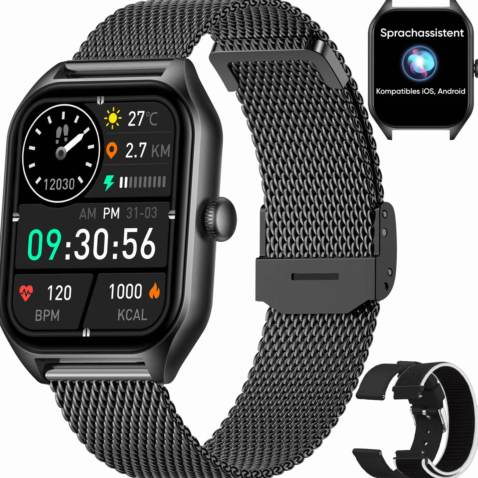 Zegarek Damski Smartwatch Z Funkcją Telefonu - Android, Whatsapp, 1,85" Ekran, Smart Watch, Tracker Fitness, Krokomierz+