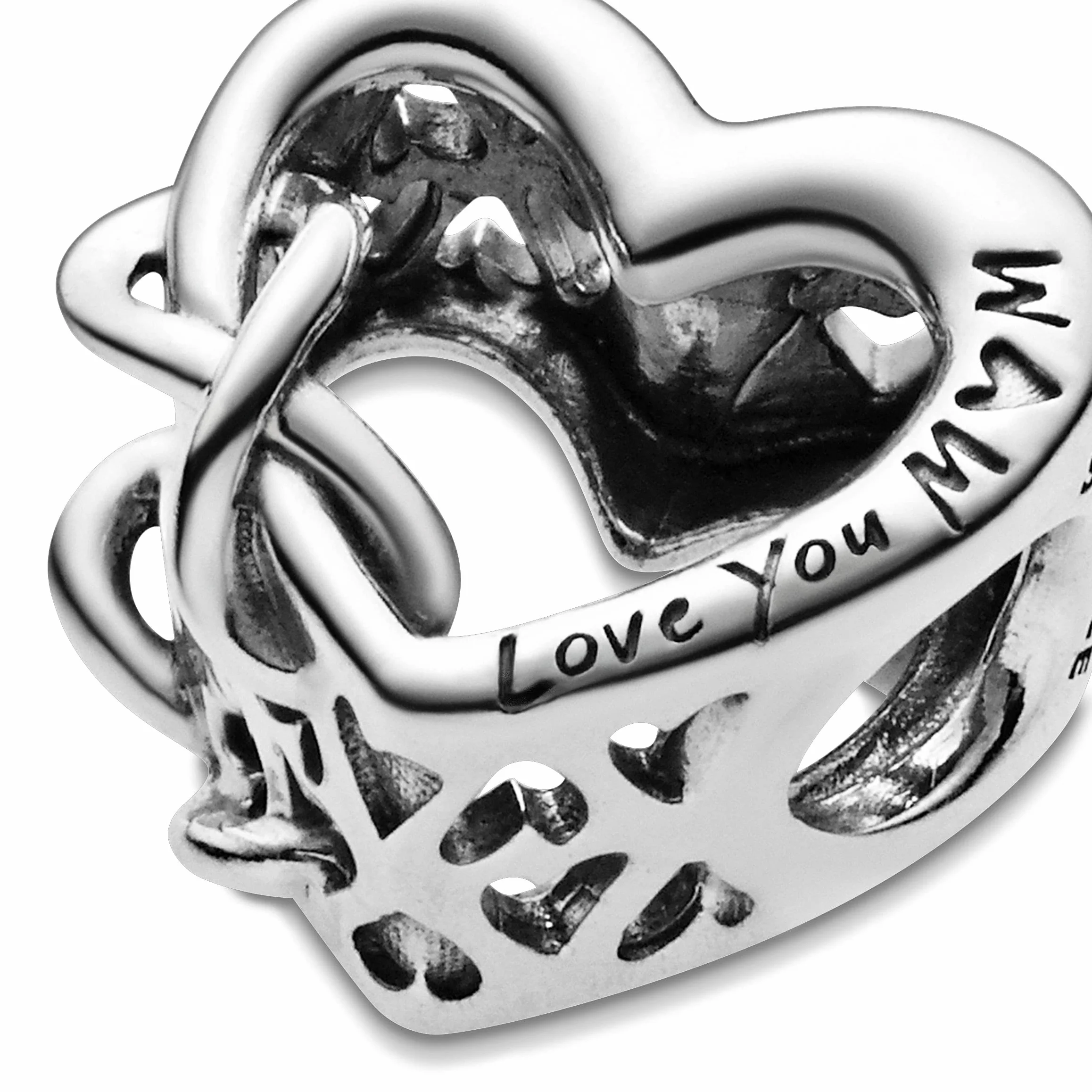 PANDORA „Love You Mum“ Unendlichkeits-Herz Charm Sterling-Silber 9,4 x 11,4 x 12,6 mm (T/H/B)