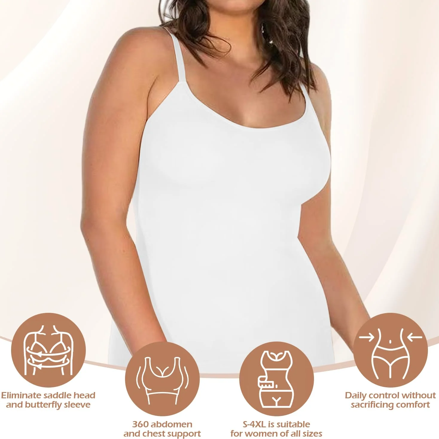 Damska bielizna modelująca plus size tank top kompresyjny kontrola brzucha wycięcie dekolt topy bez rękawów bezszwowe topy Cami