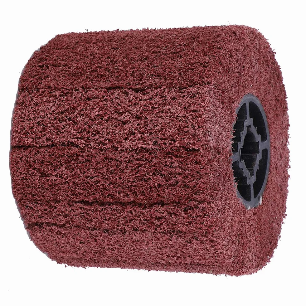 120x100x19mm Ścierne koło do ciągnienia, do ciągnienia drutu Szczotka bębnowa Polerowanie krzyżowe Gumowe rdzeń Polerowanie Koło buforowe do czyszczenia i usuwania zgorzeliny(180 grit)