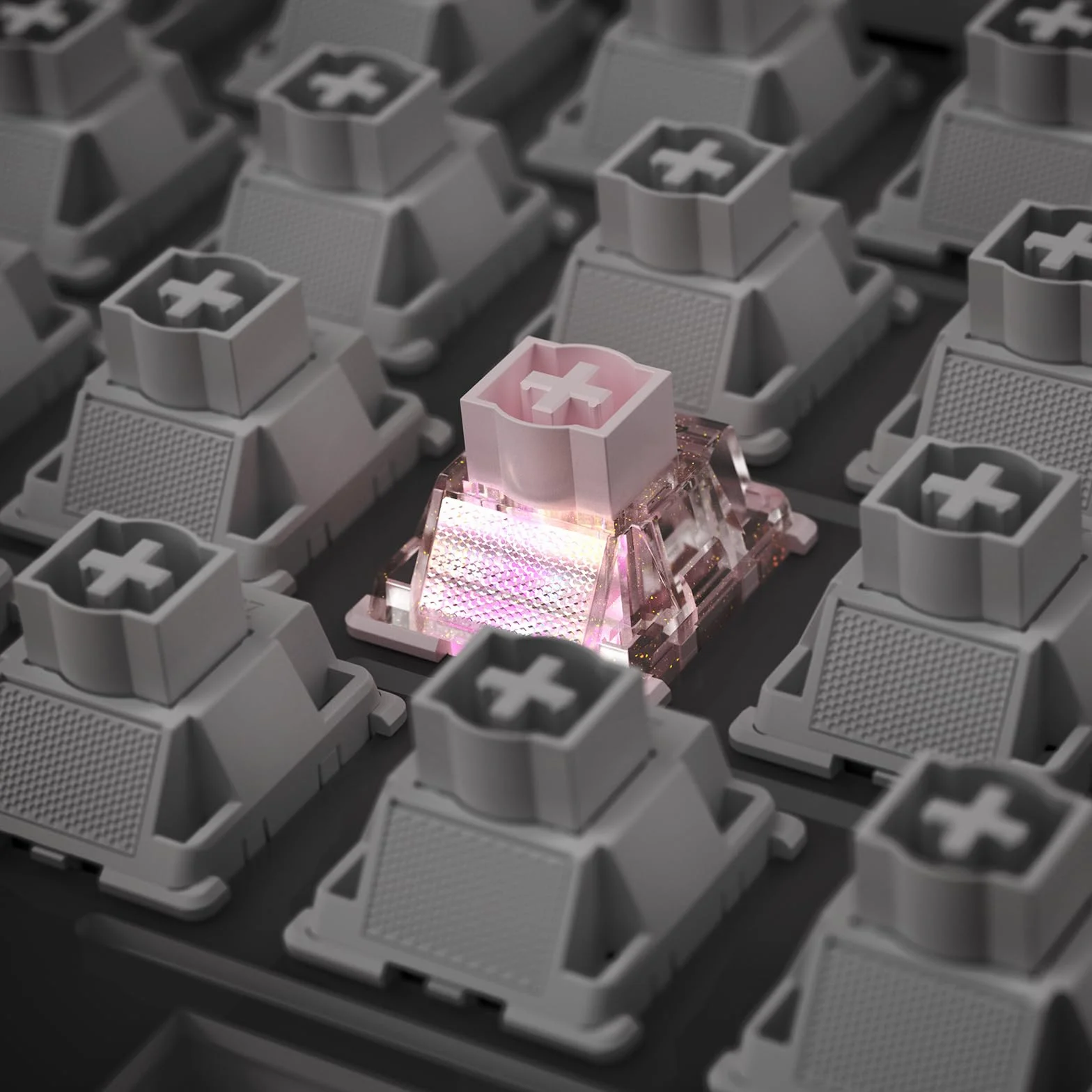 Zjmehty ZHOUWANG Pink Magnetic Keyboard Switches, Linear Factory Pre-lubed Freely Setting Pre-TraveSwitches for Magnetic Gaming Keyboard (36 szt.)