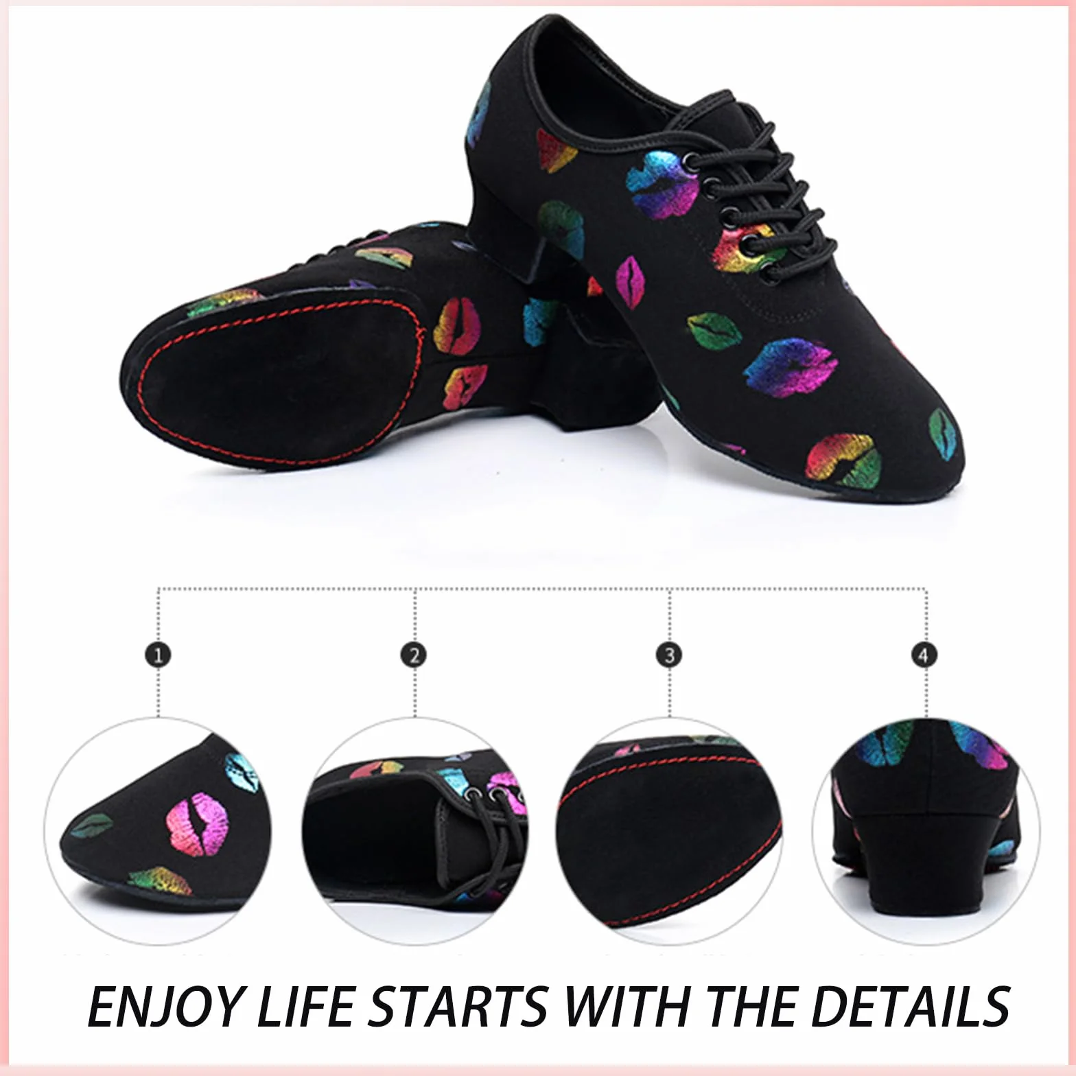 Inlefen Damskie buty do tańca latynoamerykańskiego dziewczyny Tango Sasha Jazz Taniec nowoczesne buty do tańca damskie buty do tańca 5 cm Oxford Cloth profesjonalne buty do tańca