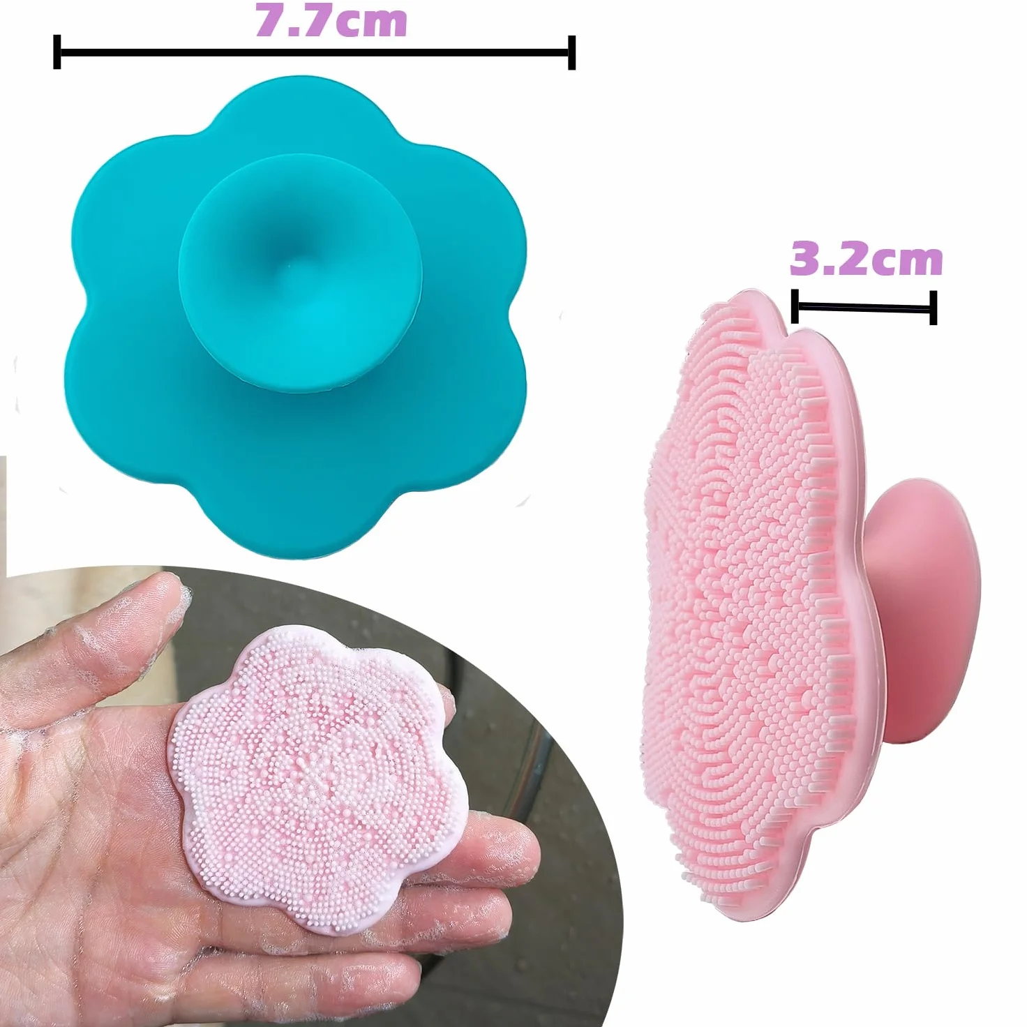 Silikonowa szczotka do peelingu twarzy, szczotka do kąpieli dla niemowląt, szczotka do czyszczenia twarzy i kołyski dla niemowląt, szczotka do czepka i silikonowa szczotka do masażu, odpowiednia do