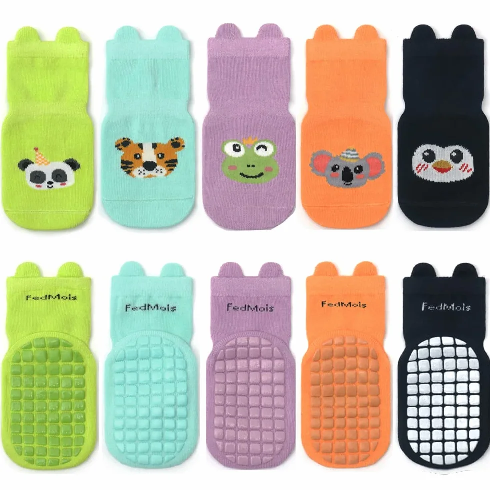 FedMois Skarpety sportowe dziecięce antypoślizgowe Skarpetki bawełniane ABS niemowlęce 5-pack