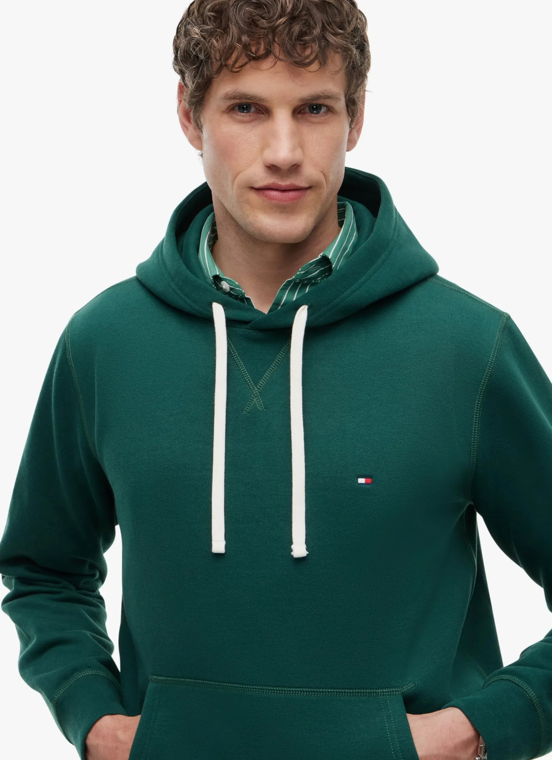 Tommy Hilfiger Męska bluza z kapturem ESS SEZONAL MW0MW39997, zielona, M, Zielony (ozdobny zielony), M