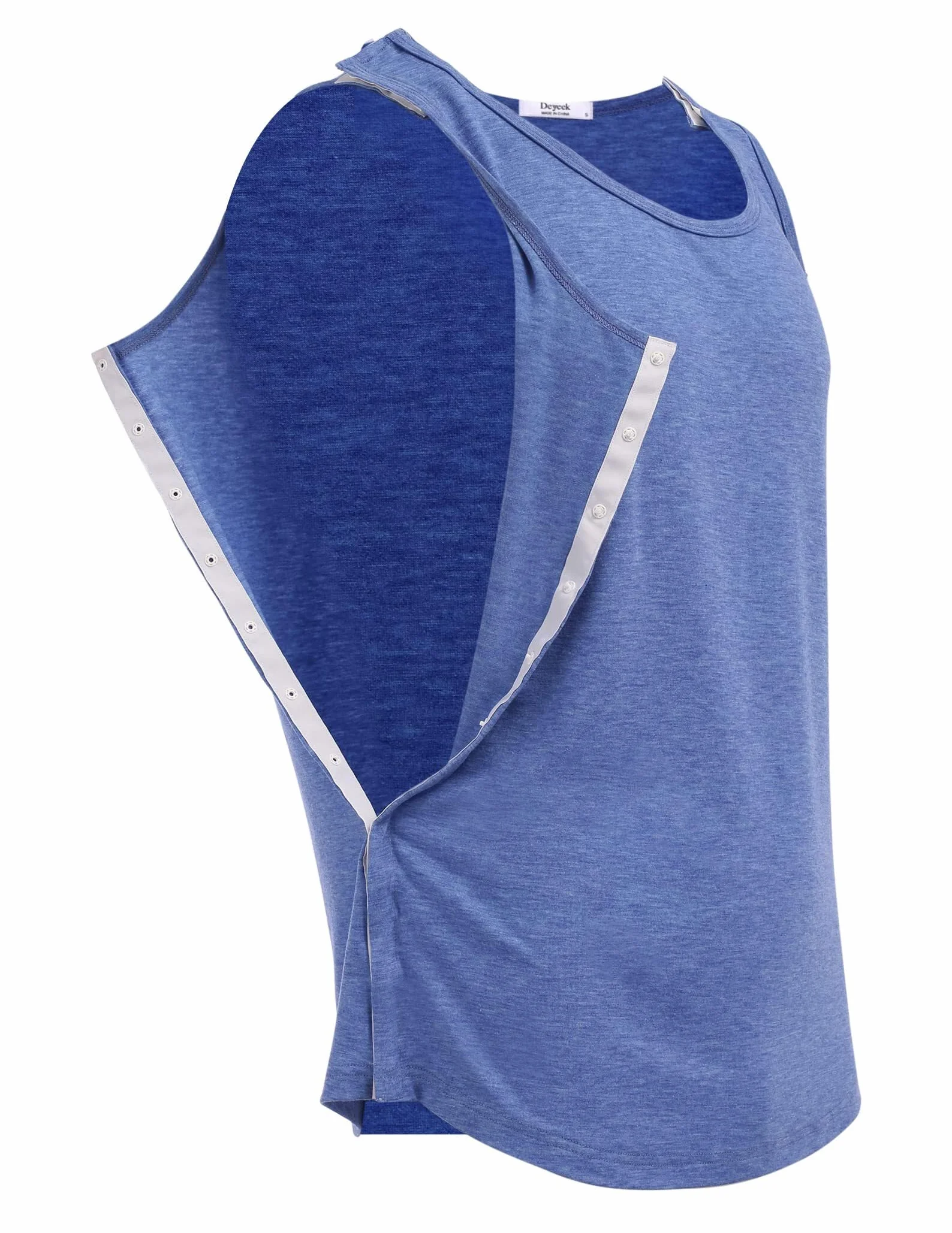 PINSPARK Koszulka unisex po operacji na ramionach, po operacjach chirurgicznych, podkoszulek damski, na rehabilitację, męski snap open, odrywany, t-shirt, chemia, mankiet rotatorów, odzież S-XXL